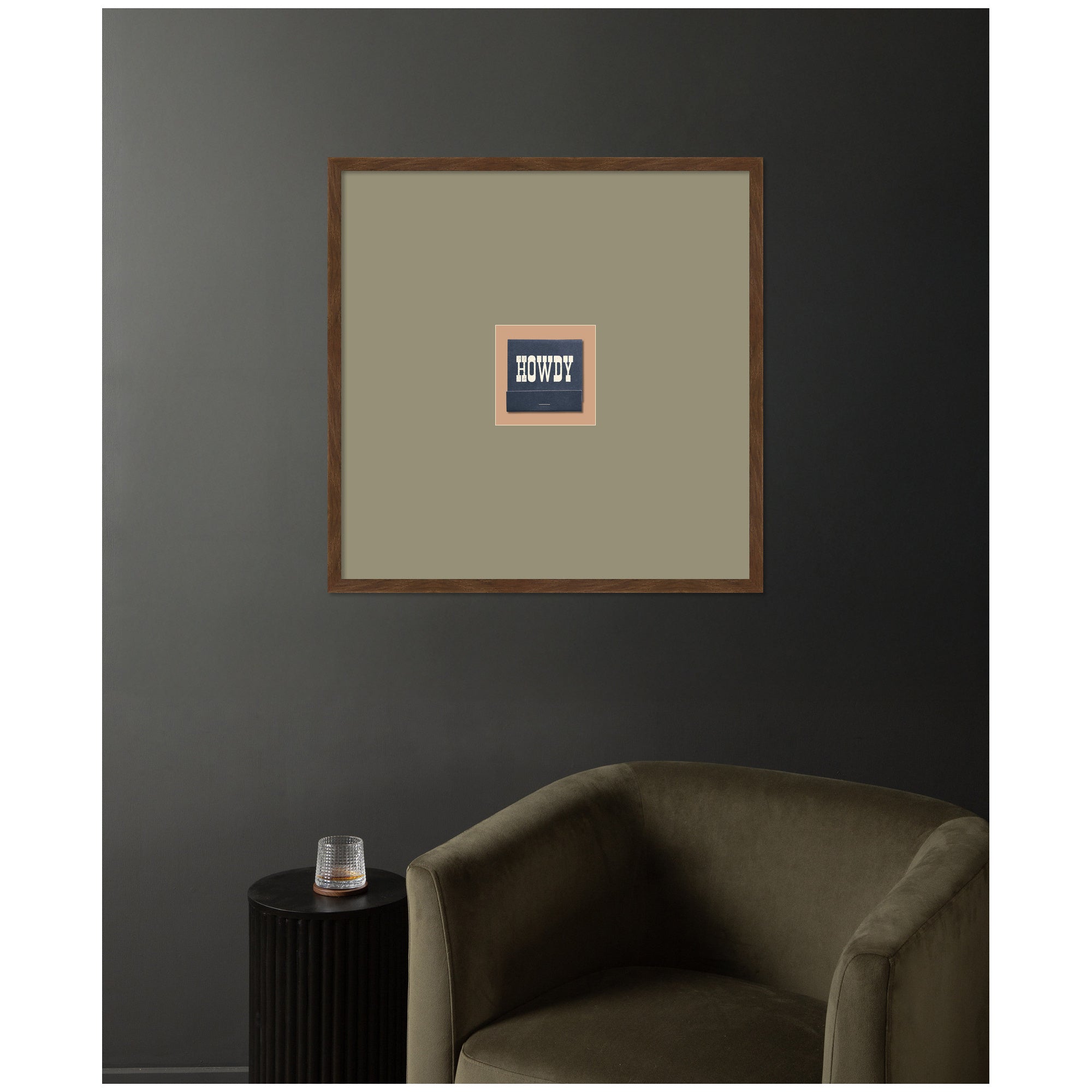 Howdy Matchbook Blue Square by Megan Ryan Framed Wall Art Print