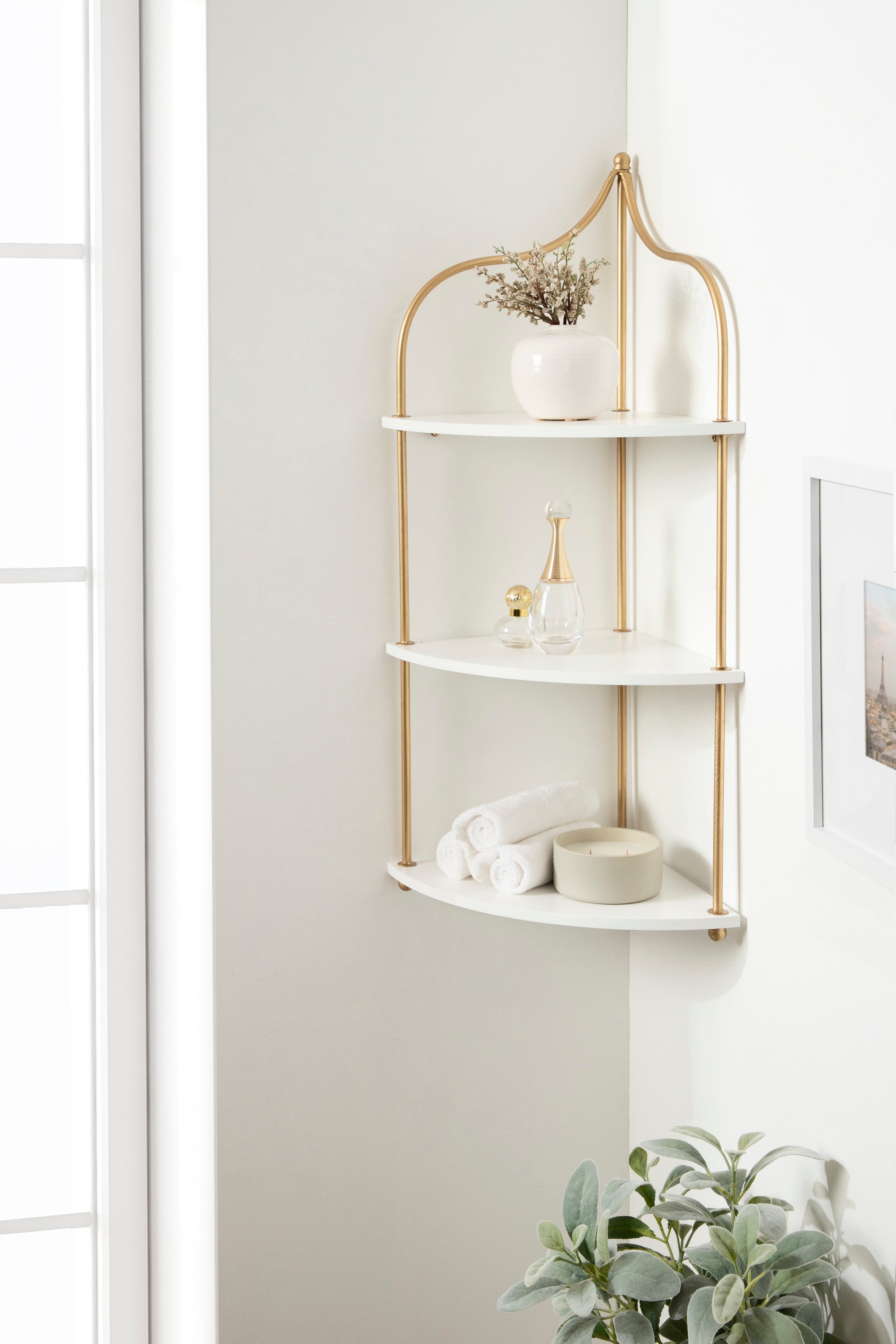 Accent Shelf White Gold 17x12x35 6