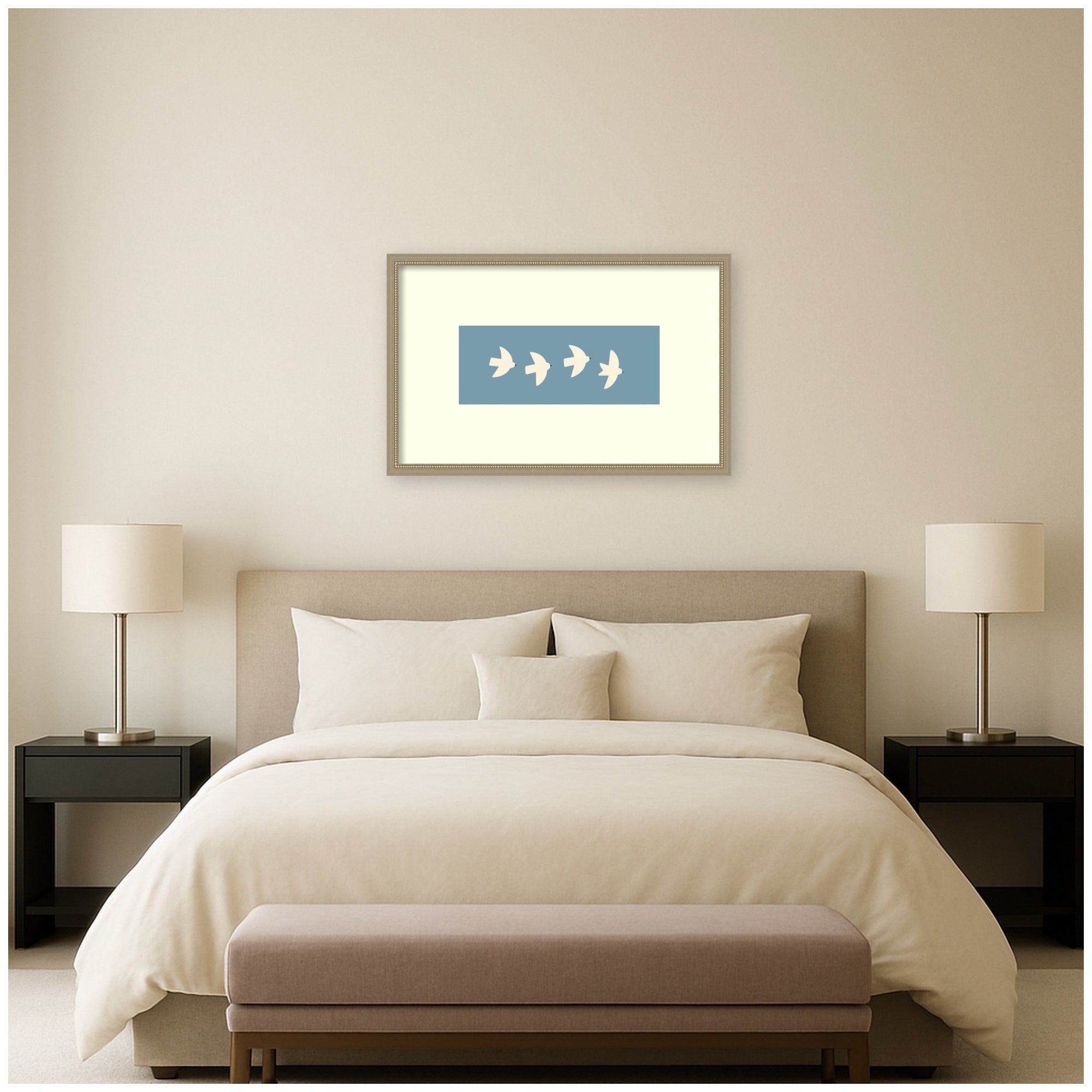 Minimalist Birds Panel Blue by Laura Moss Framed Wall Art Print