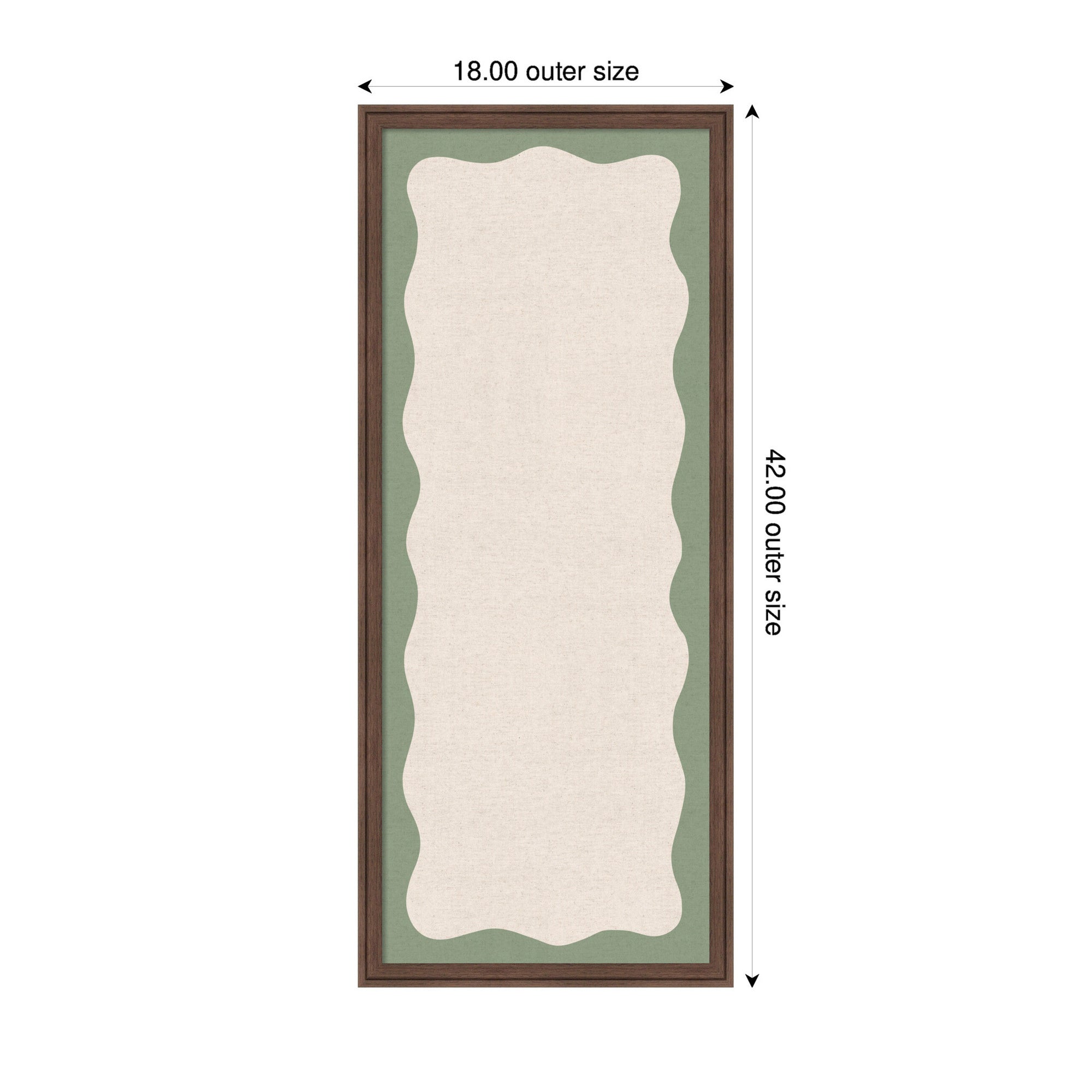 Framed Fabric Pinboard Wavy Neutral Linen and Green Wall Organization