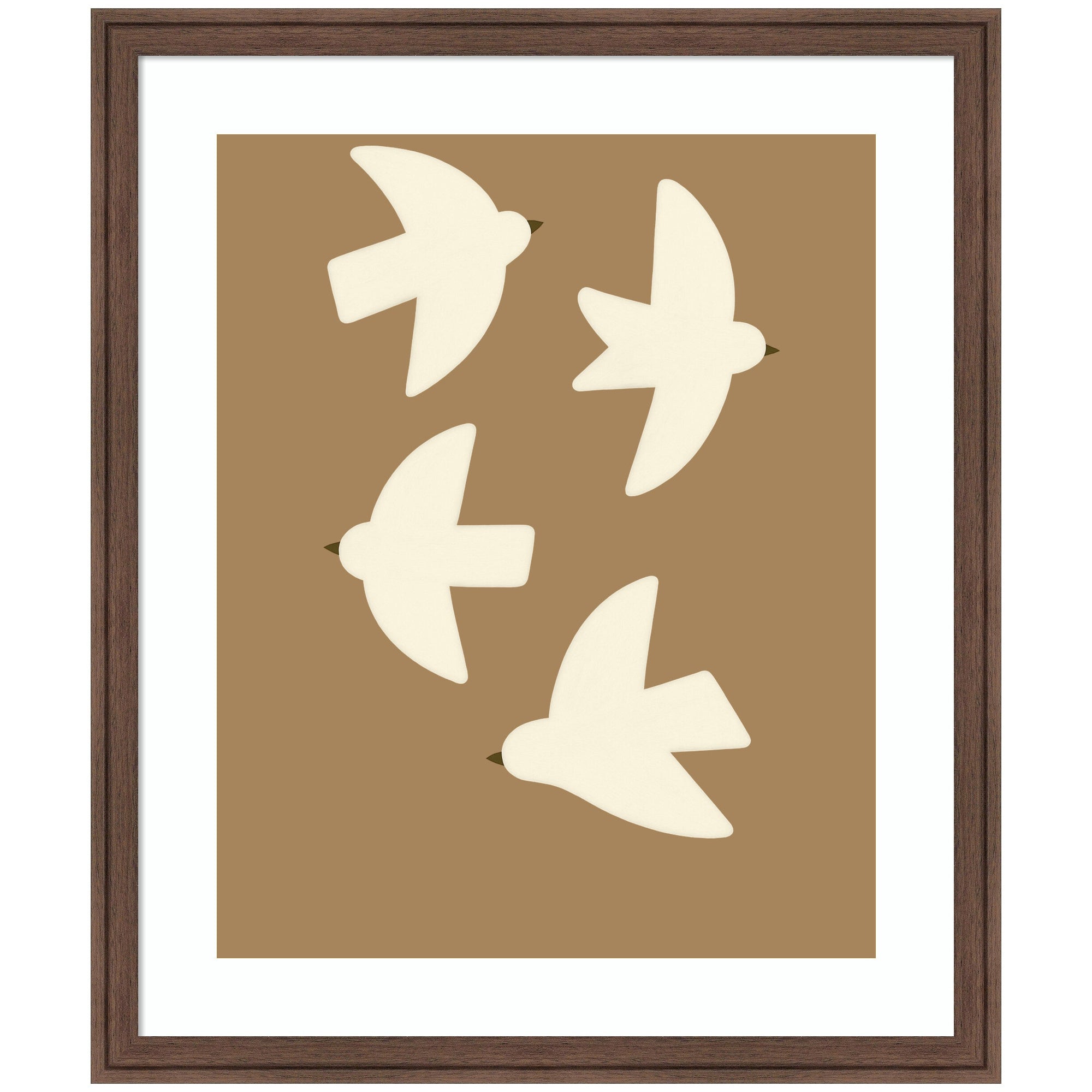 Minimalist Birds Poster 2 Brown by Laura Moss Framed Wall Art Print