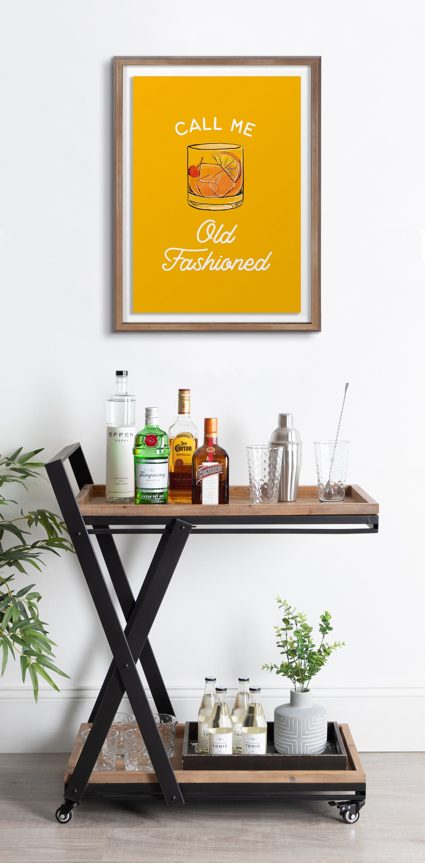 Blake Call Me Old Fashioned Yellow Framed Printed Glass by The Creative Bunch Studio