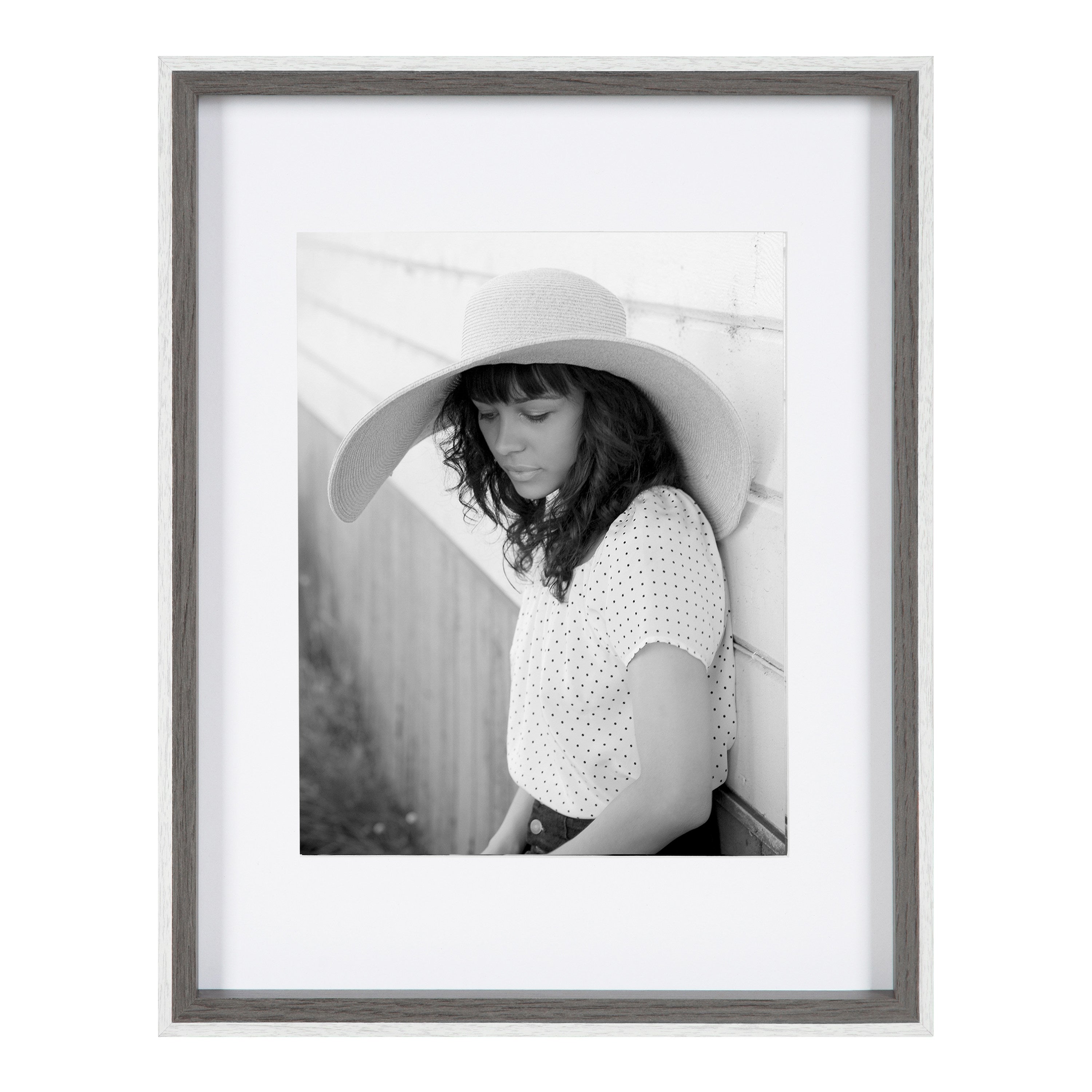 Wall Frame 11x14 matted to 8x10 Gray White 3