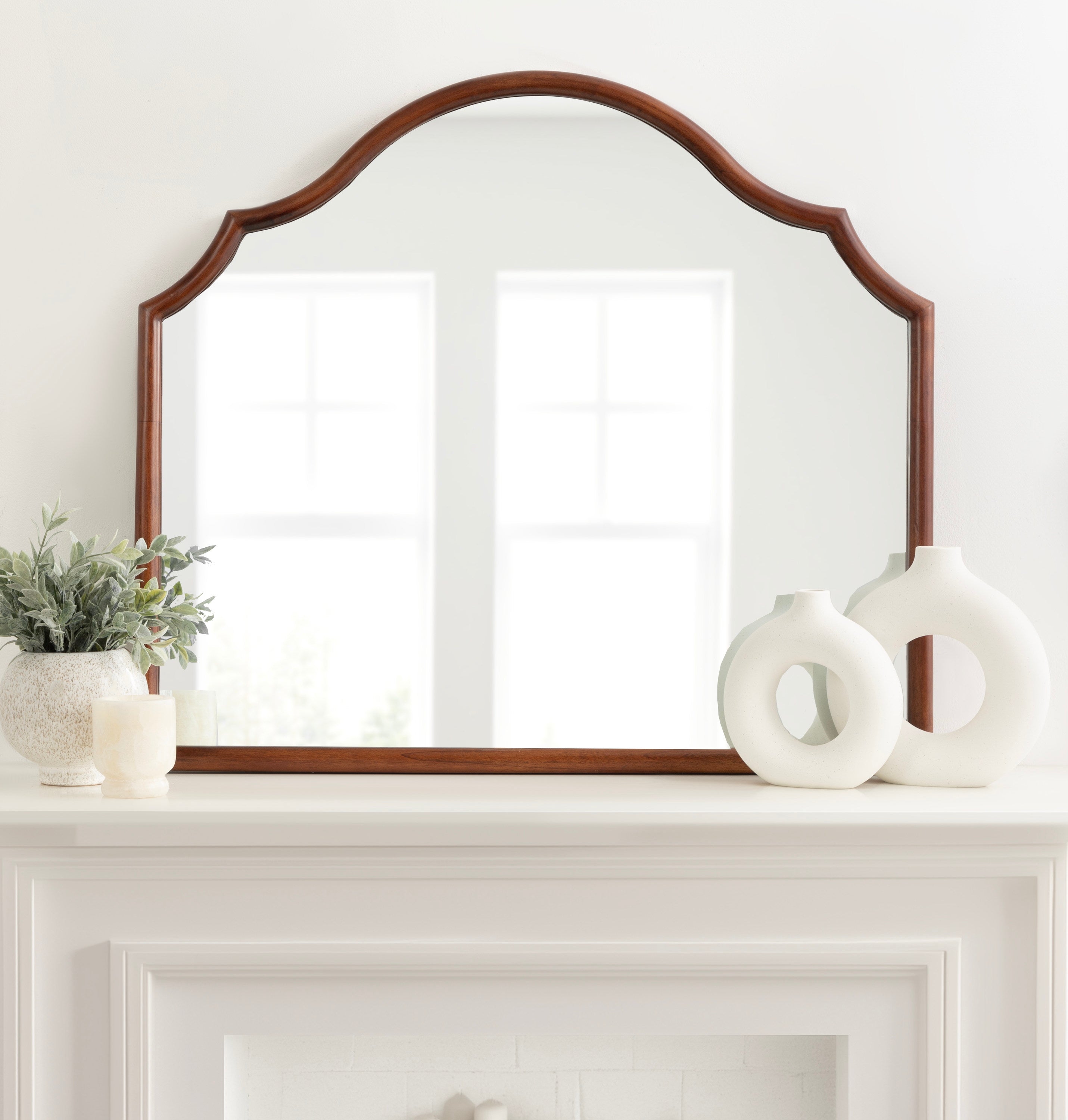 Arch Mirror Walnut Brown 32x28 7