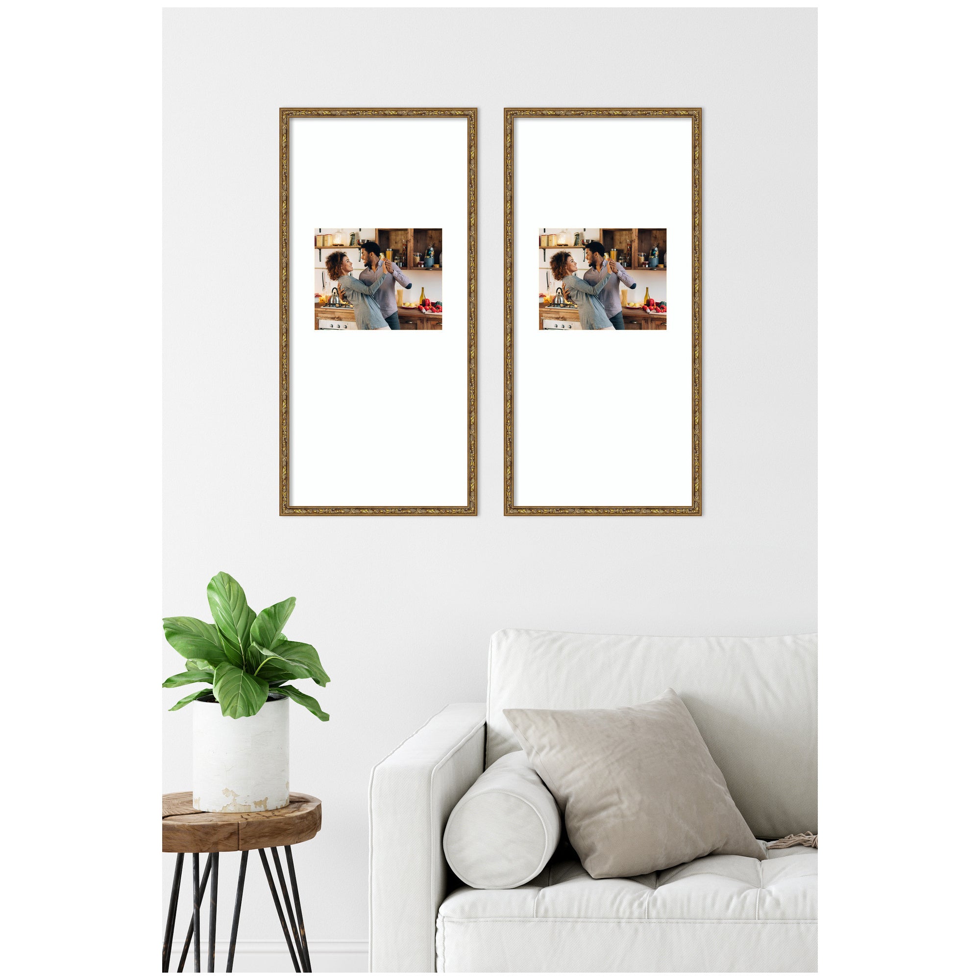 Wall Frame Belvedere Bronze 14x30 matted to 8x10 5
