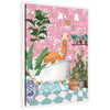 Sylvie Maximalist Llama Bath Framed Canvas by Honey Island Studio