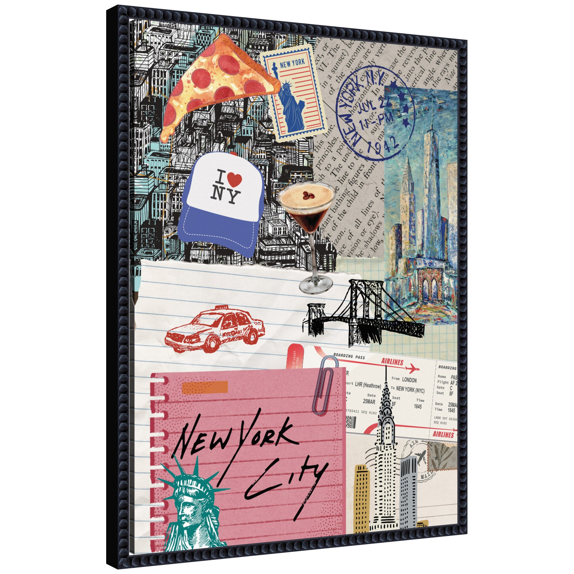 New York Collage by Megan Ryan Framed Canvas Wall Art Print
