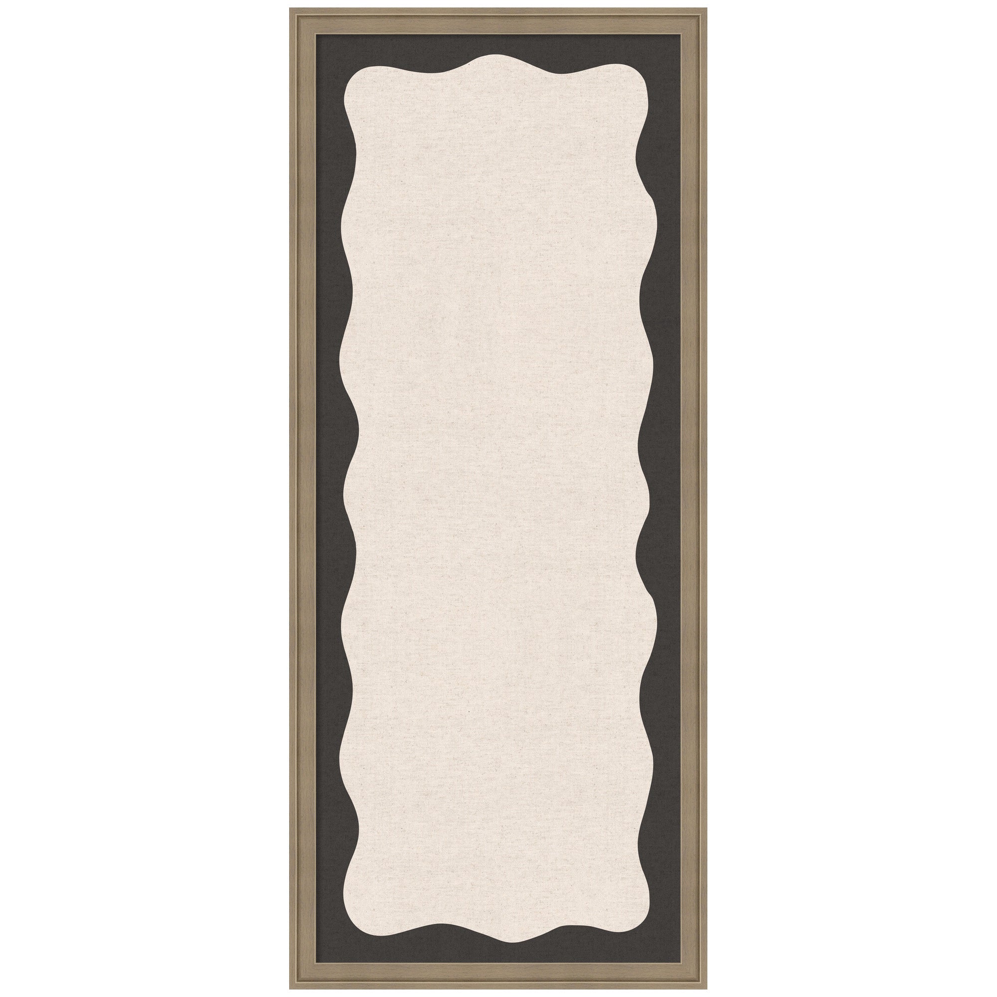 Framed Fabric Pinboard Wavy Linen Light and Black Wall Organization
