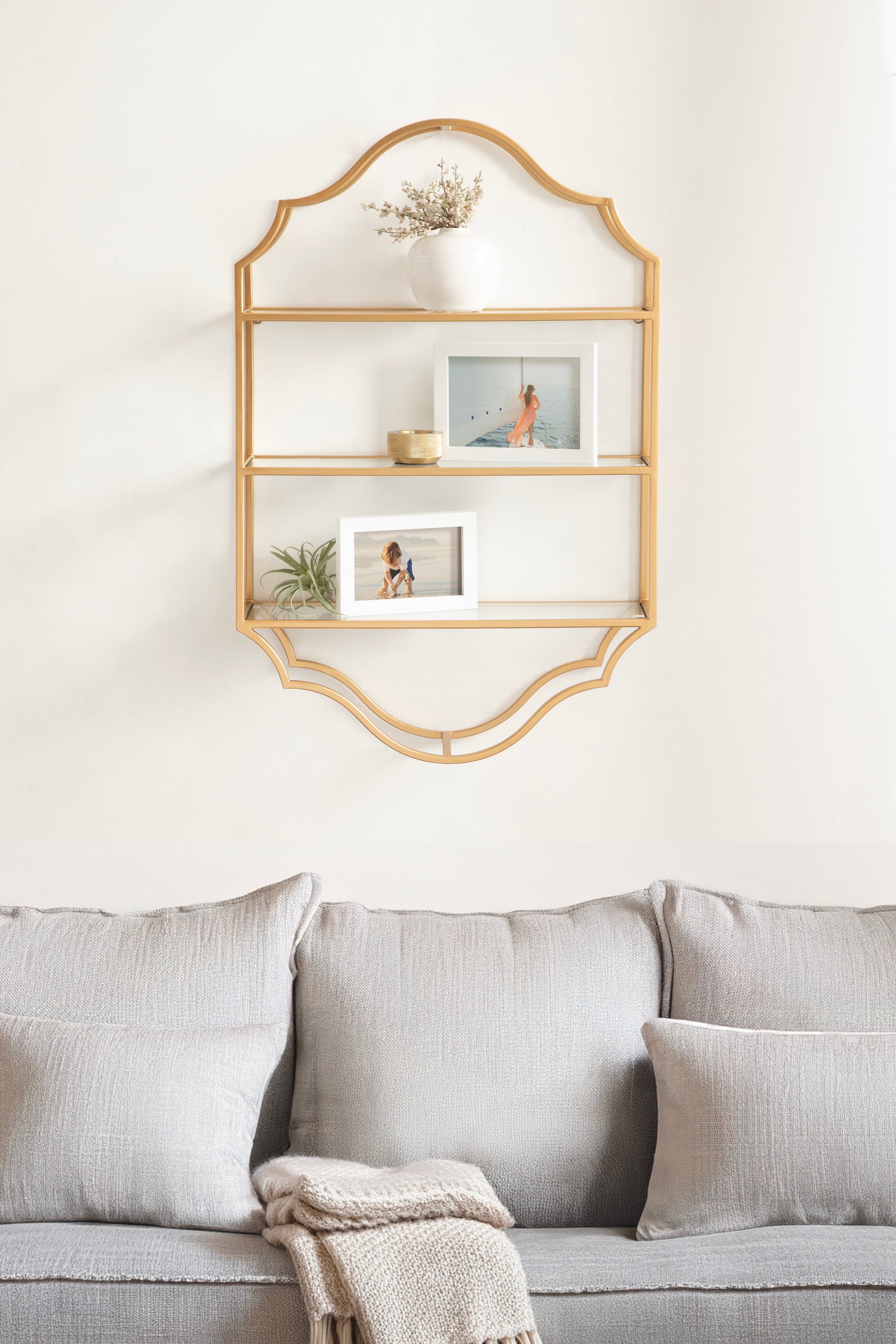Accent Shelf Gold 20x6x32 6
