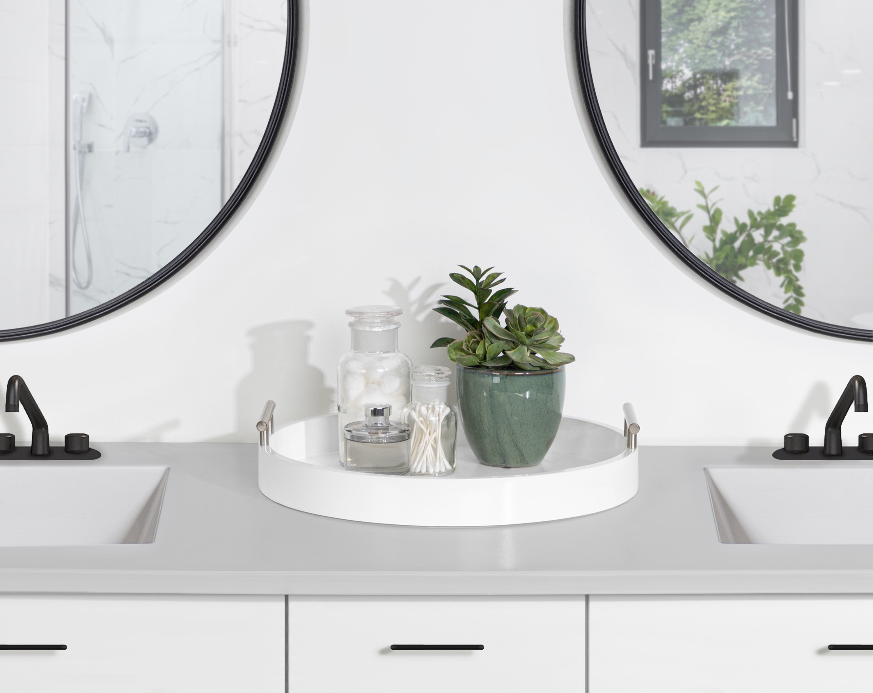 Single Tray White Silver 15.5" Diameter 6