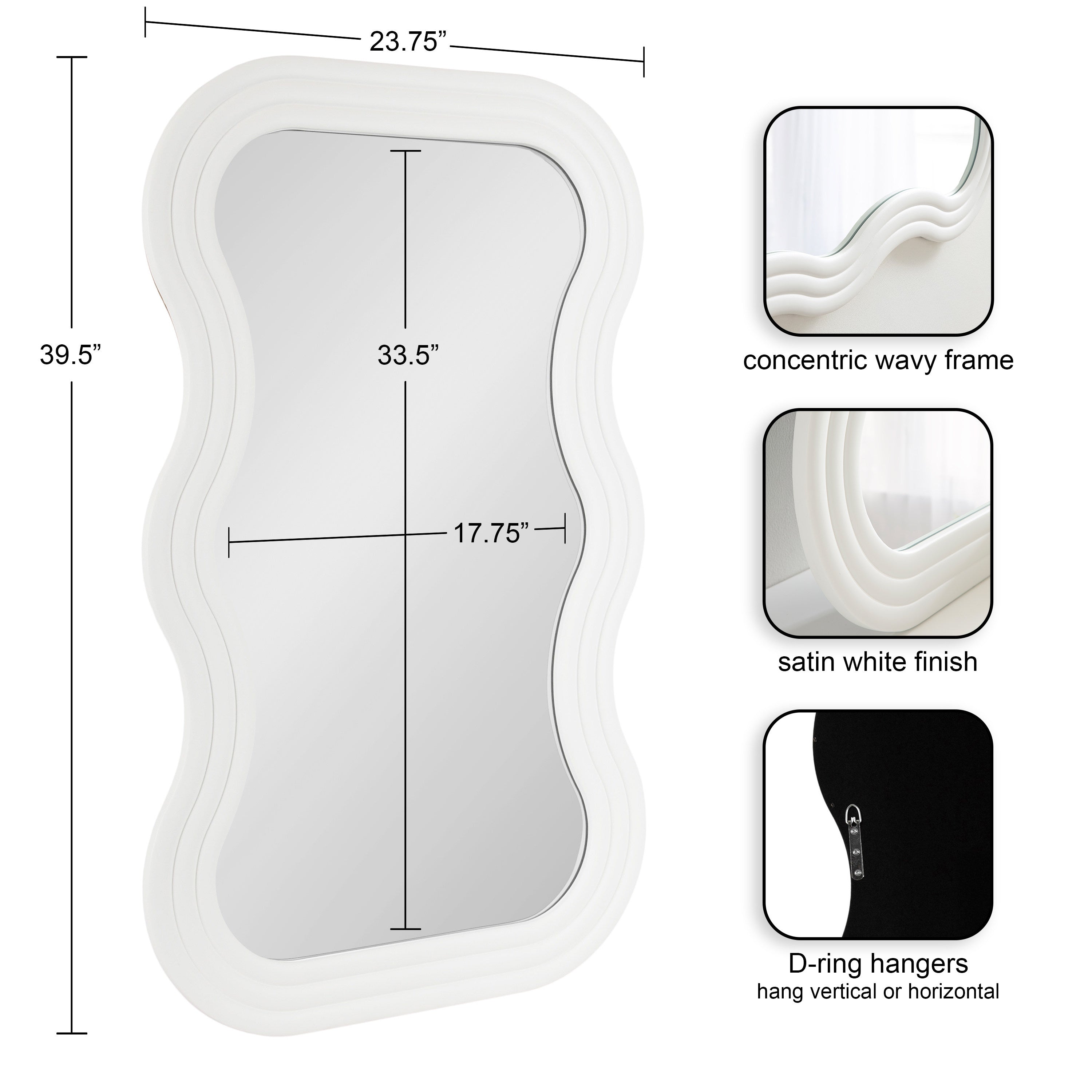 Scallop Mirror White 24x40 2