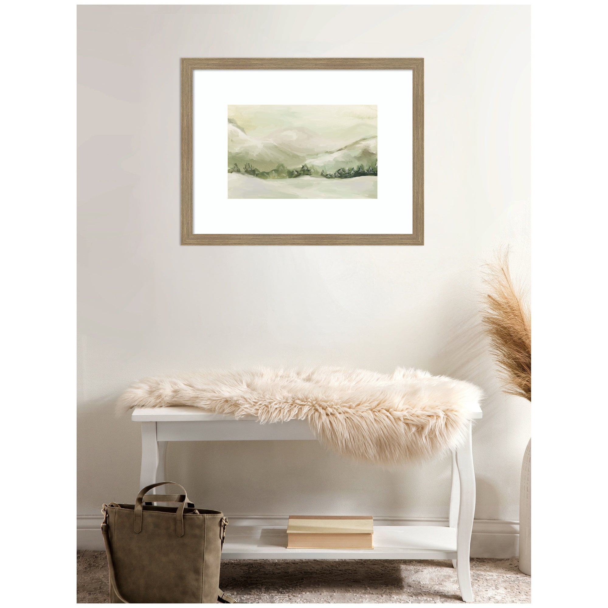 Framed Art Woodgrain Stripe Mocha 26x20 7
