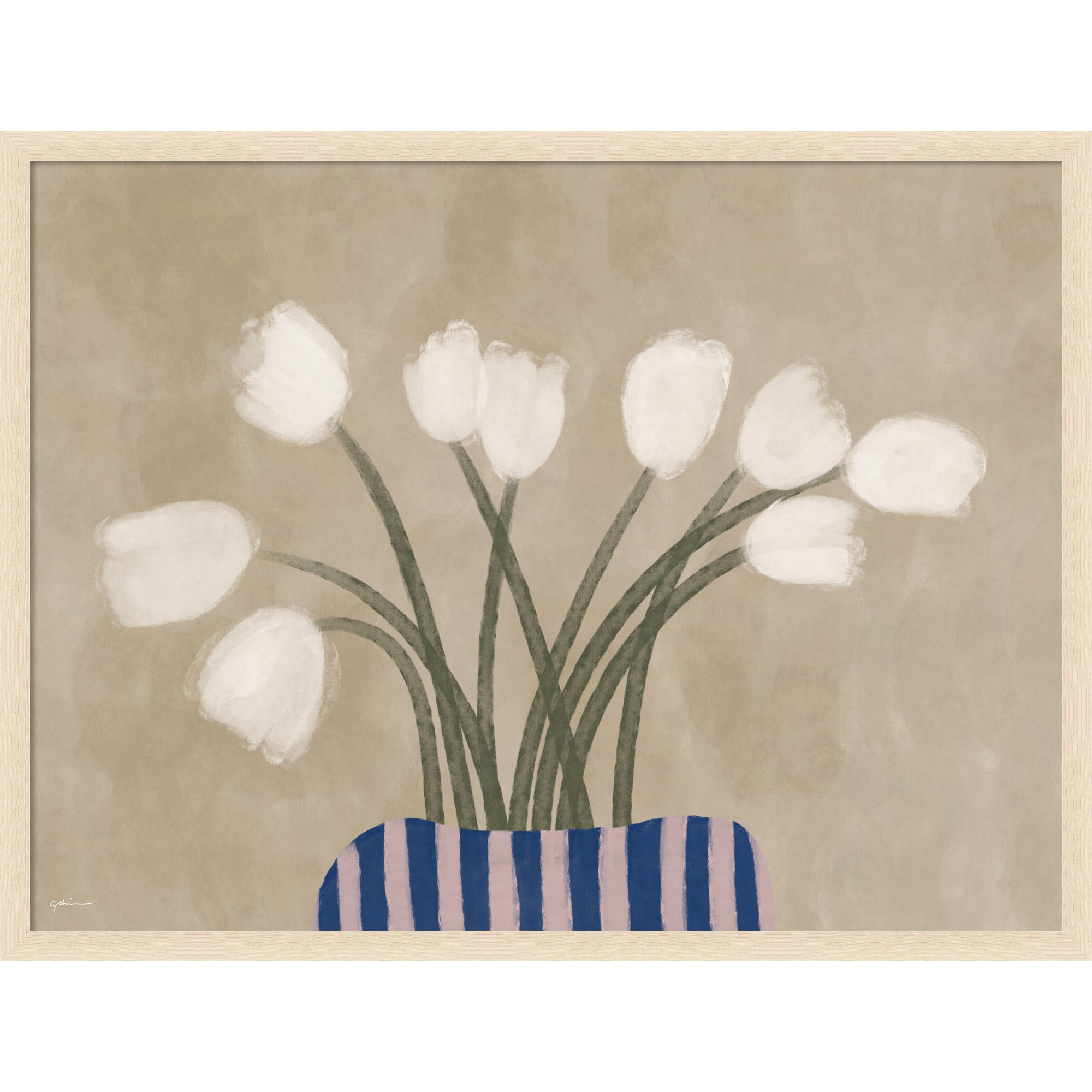 Mounted Canvas 38x29 Woodgrain Stripe Blonde 1