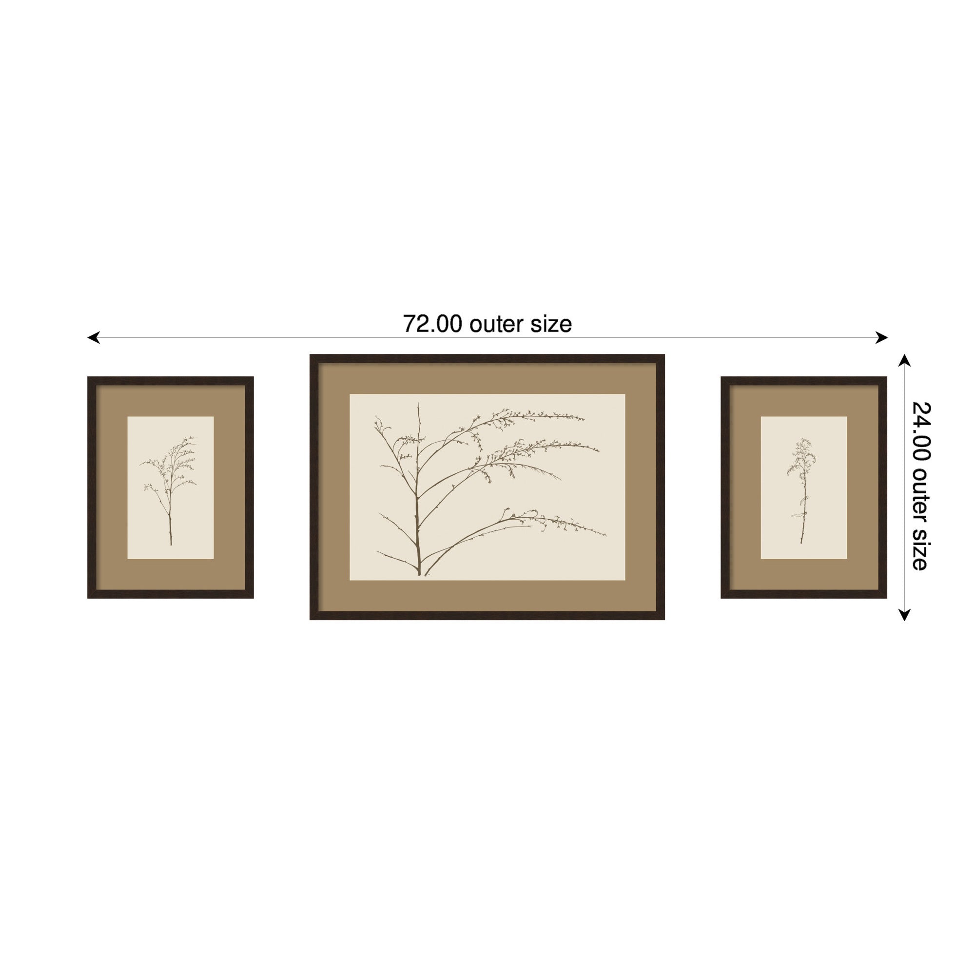 Framed Art Set 3 Piece Set 15x20/24x32 Carlisle Espresso Narrow 2