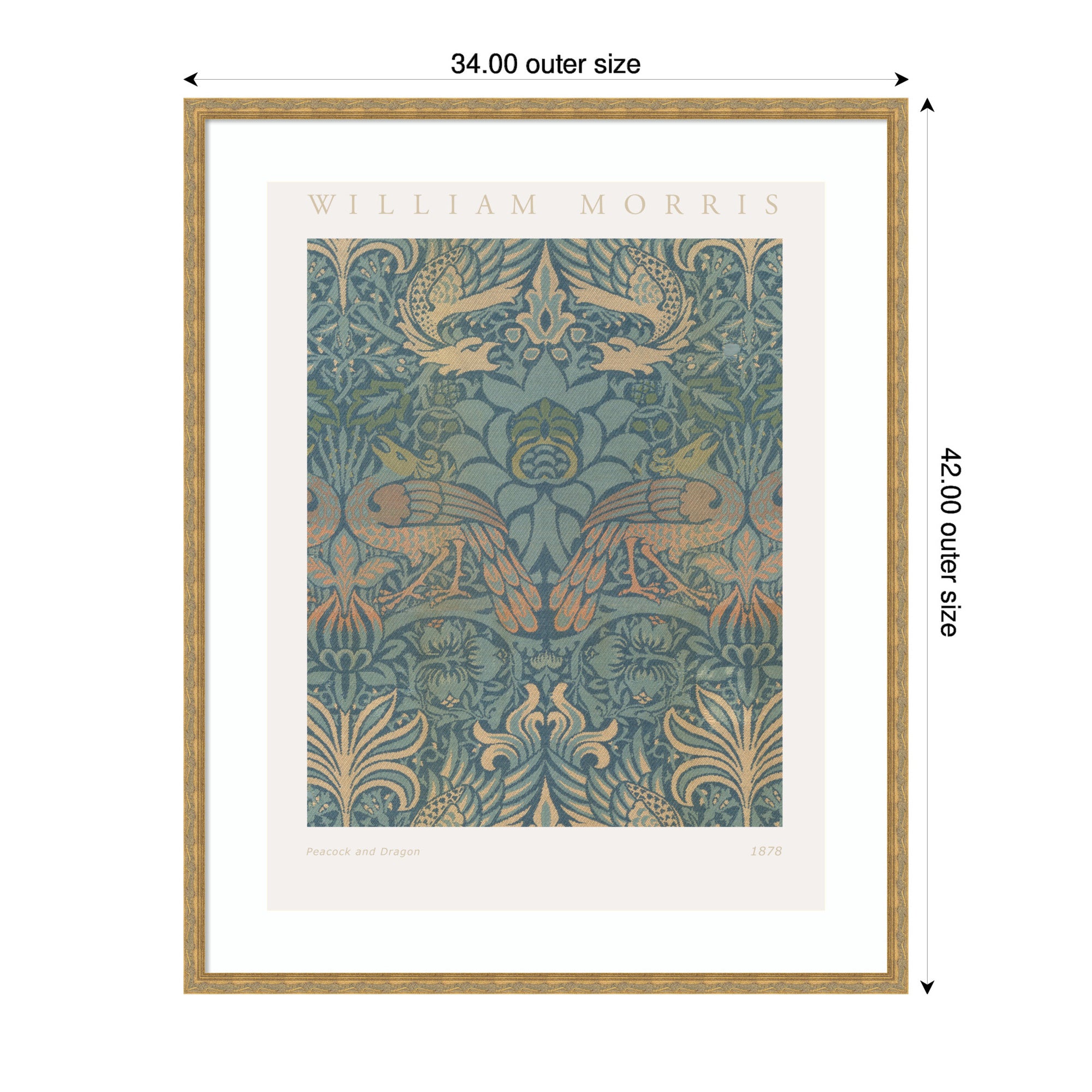 Framed Art Poster William Morris Peacock and Dragon 1878 by The Art Institute of Chicago
