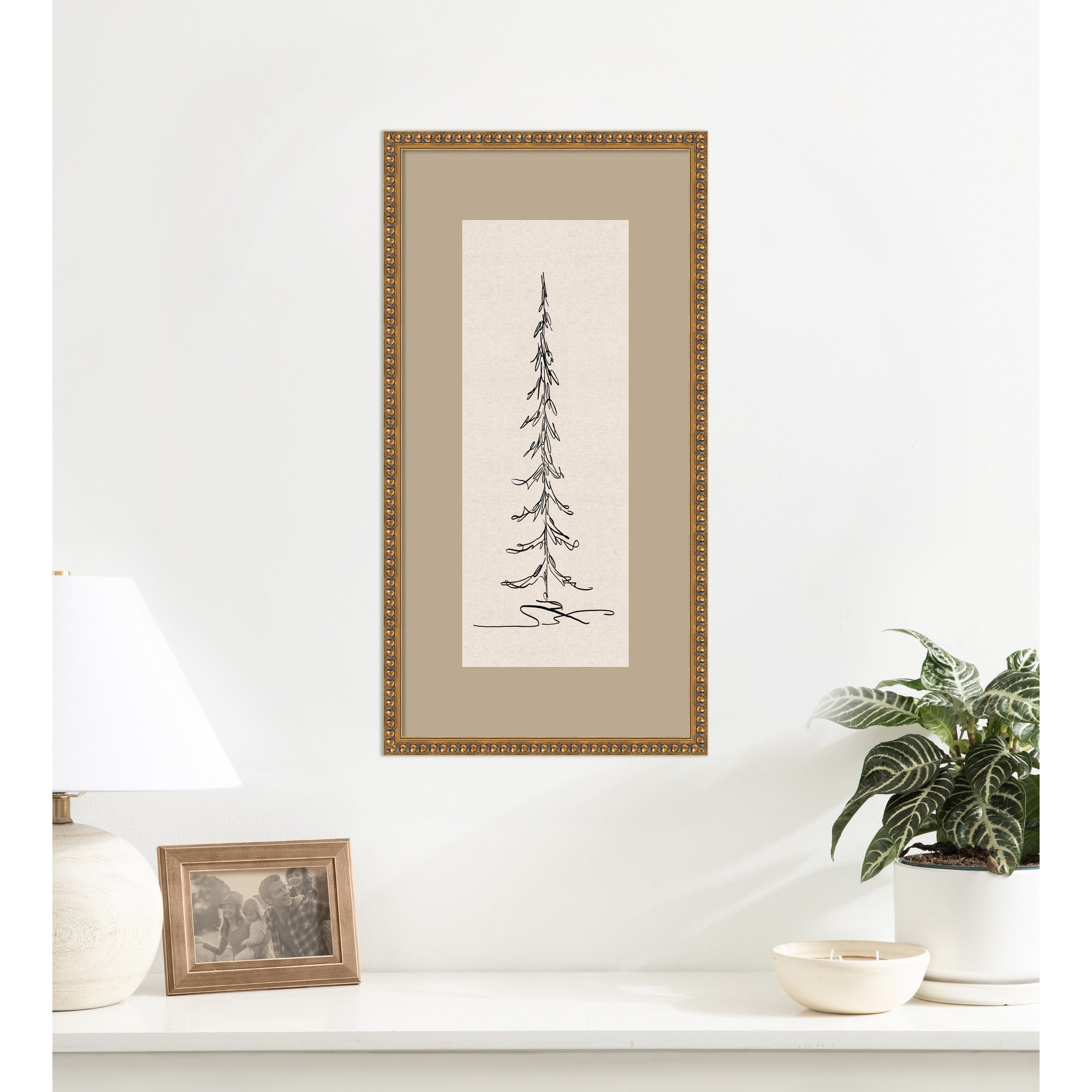 Framed Art Bradford Bead Gold 13x25 6