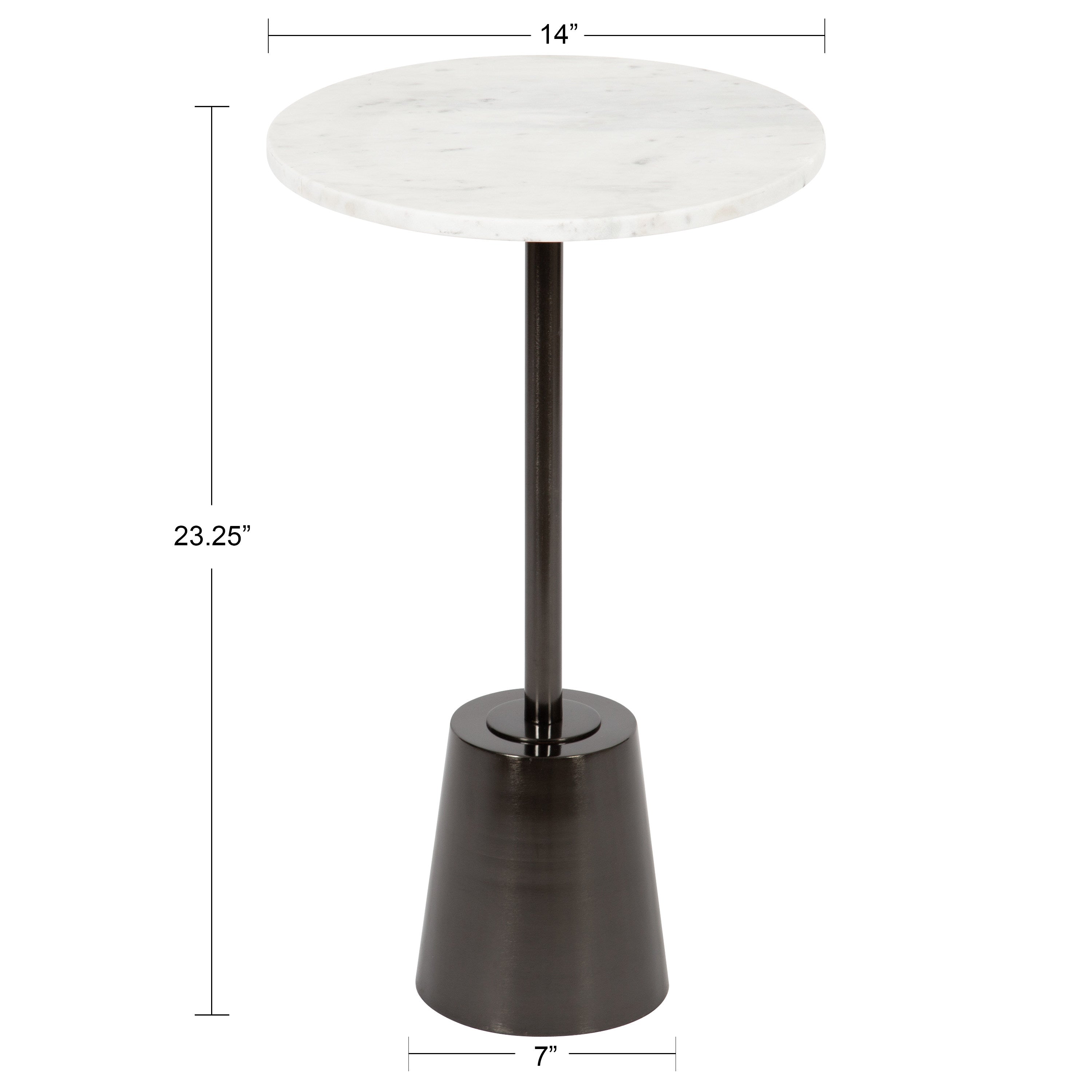 Side Table White Pewter 14x14x24 2