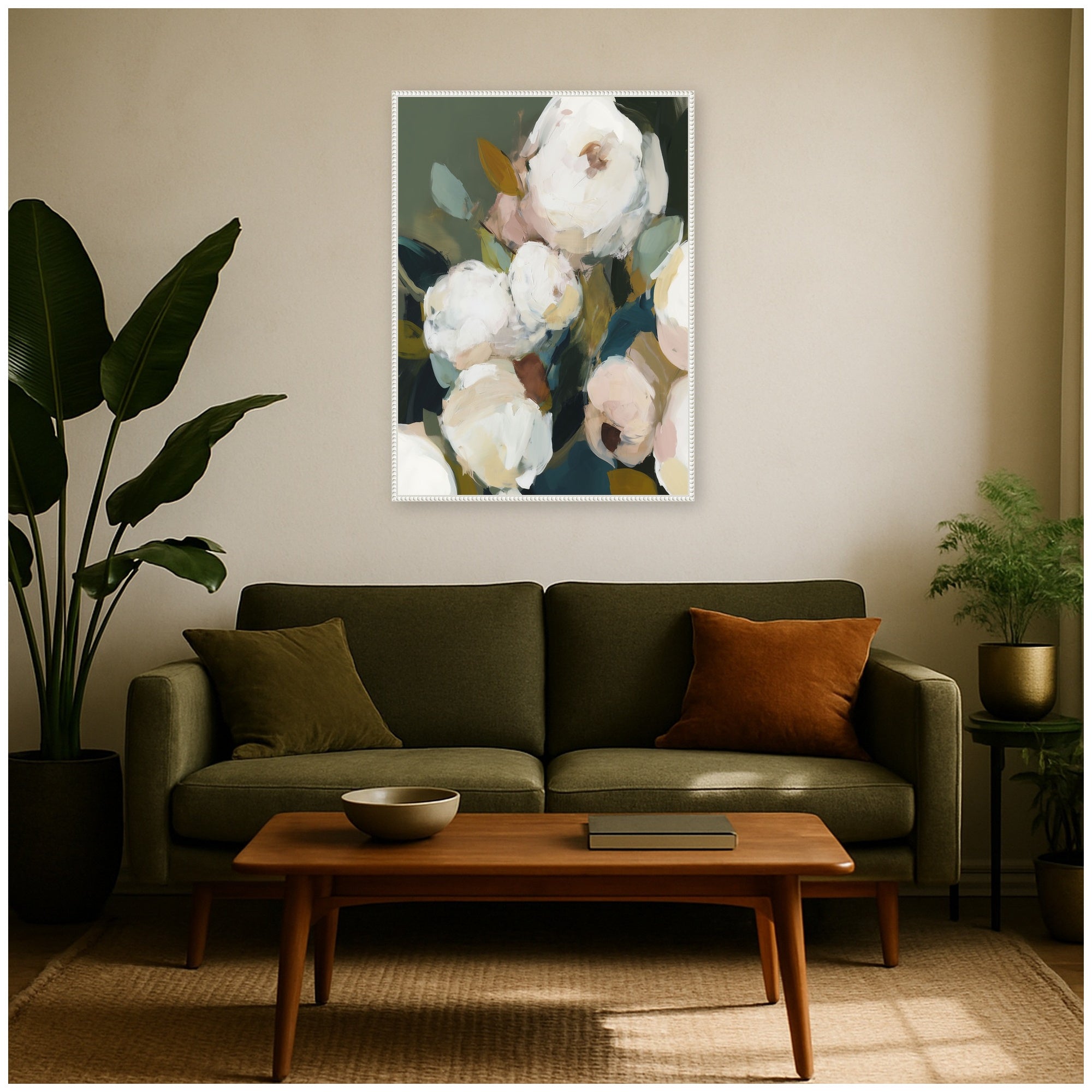 Framed Canvas 28x38 Sylvie Beaded White 7