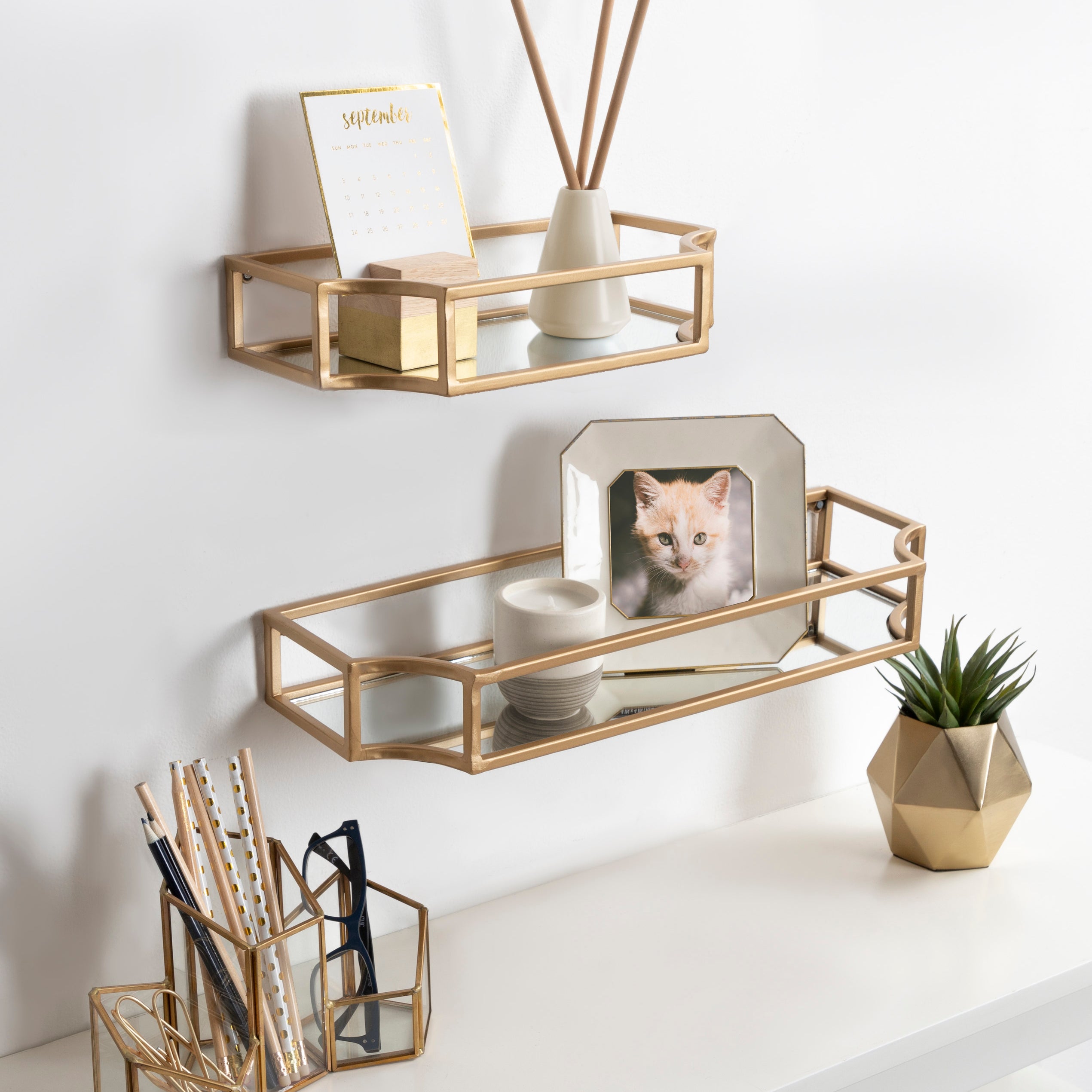 Floating Shelf 2 Piece Gold 8