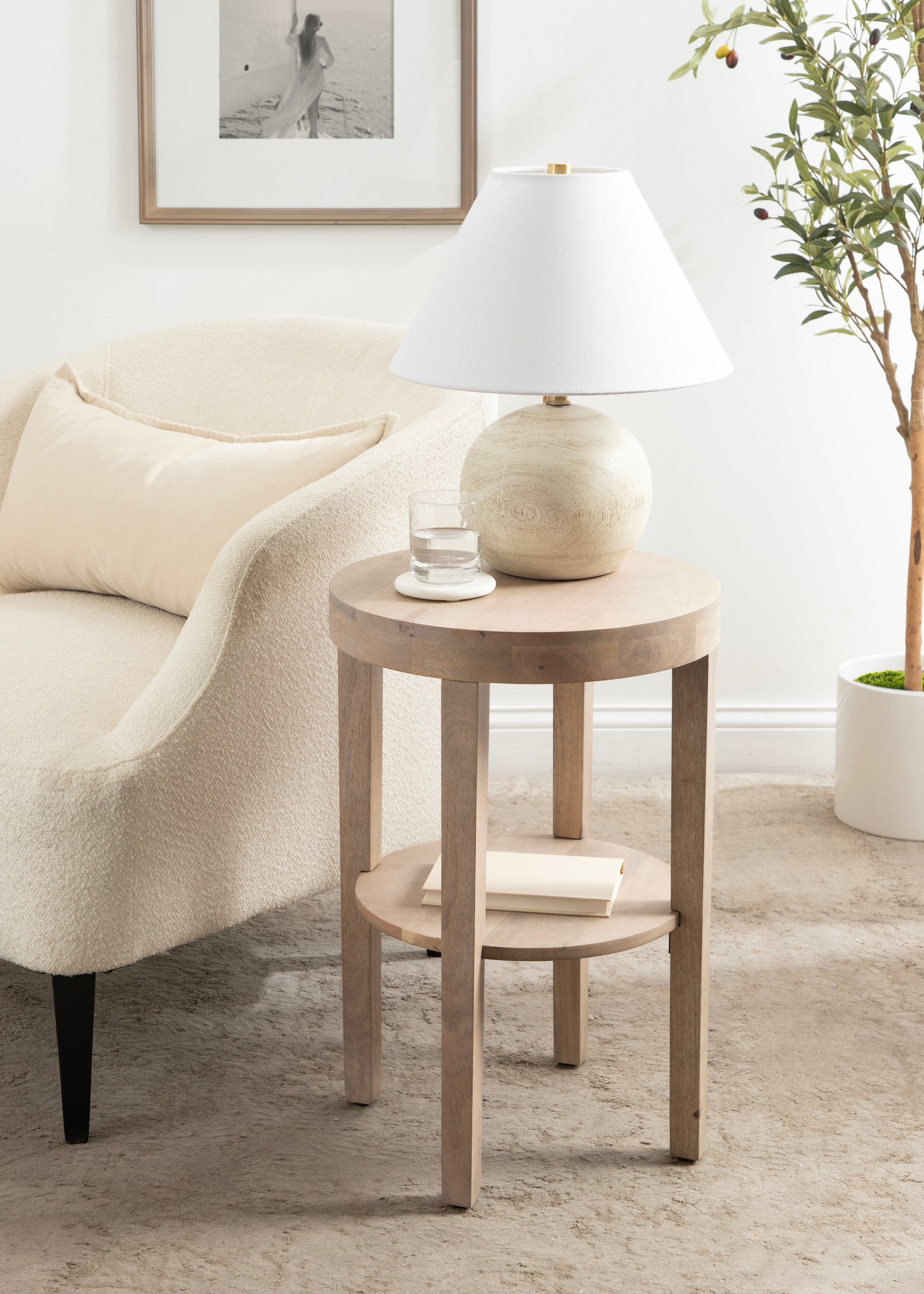 Side Table Natural Beige 16x16x24 7