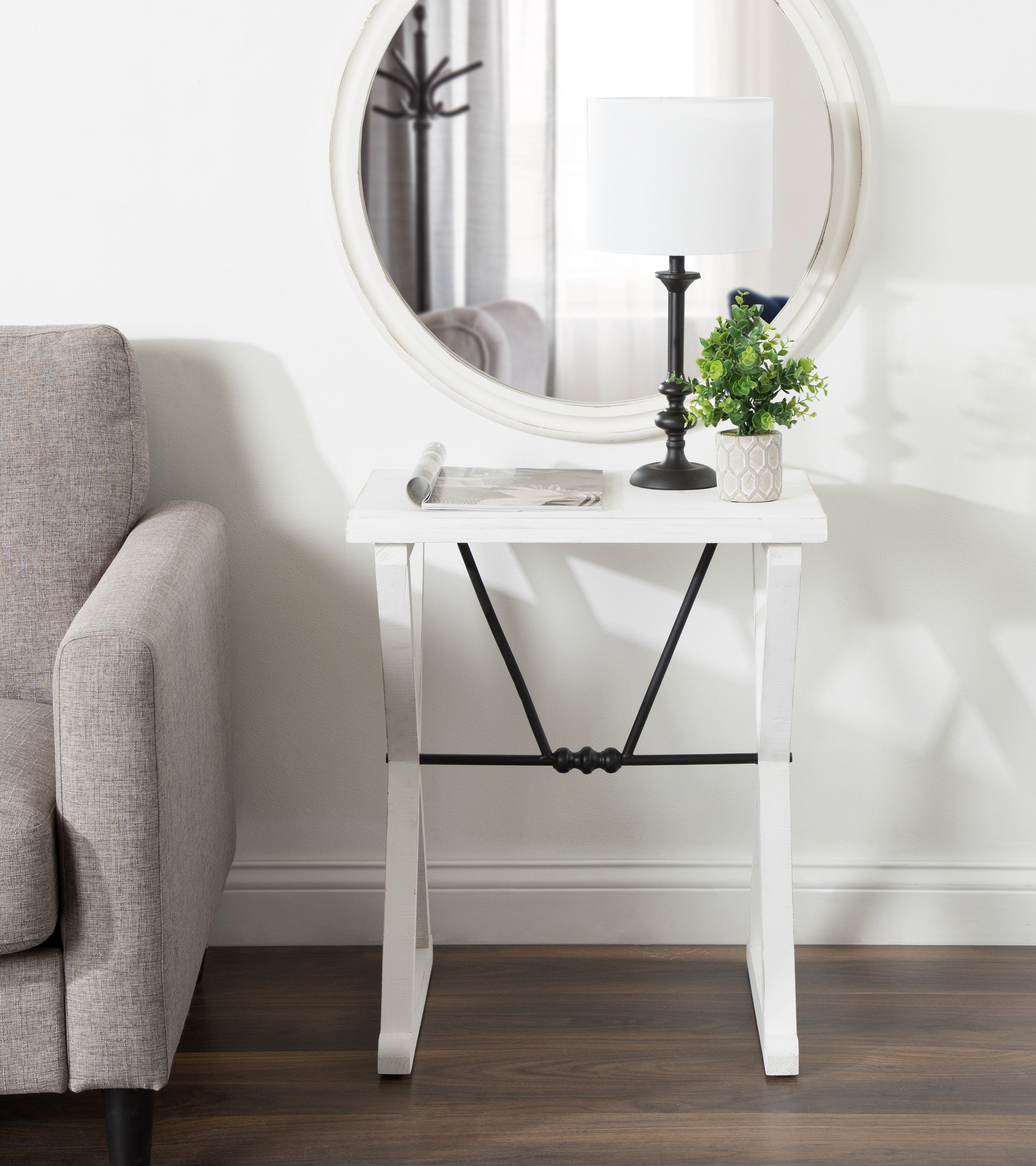 Travere Wood and Metal Side Table