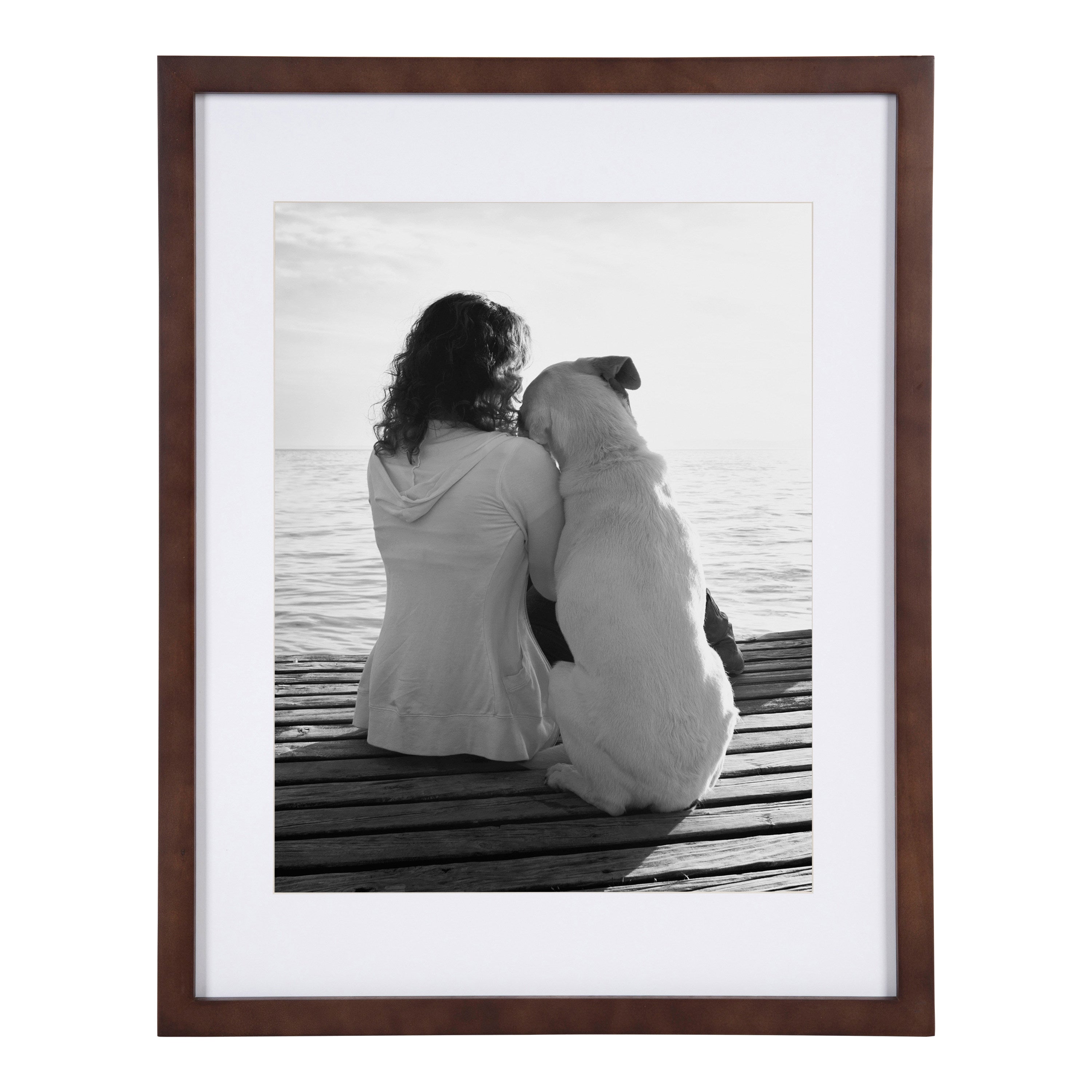 Wall Frame Walnut Brown 14x18 matted to 11x14 2