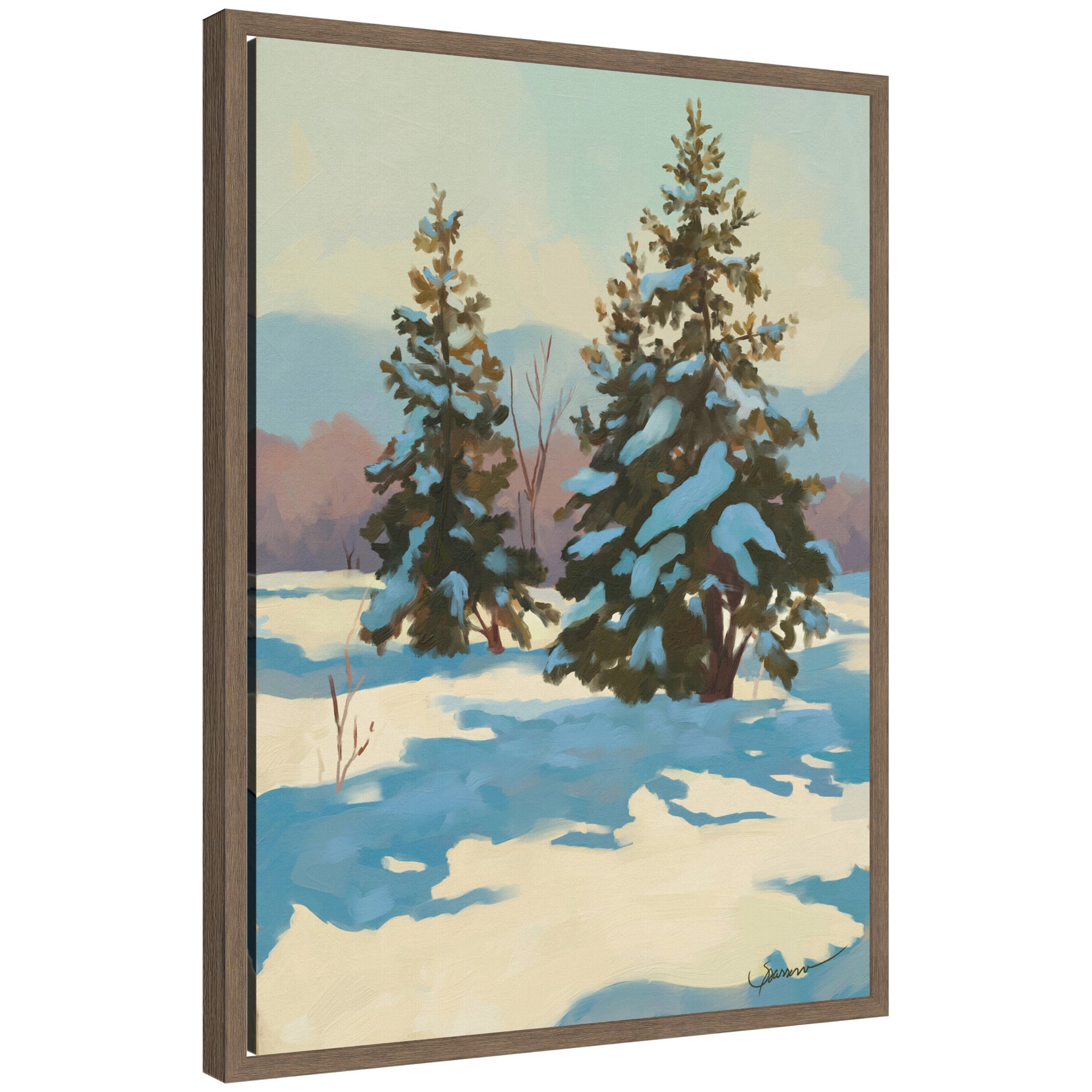 Morning Snow by Mary Sparrow Framed Canvas Wall Art Print