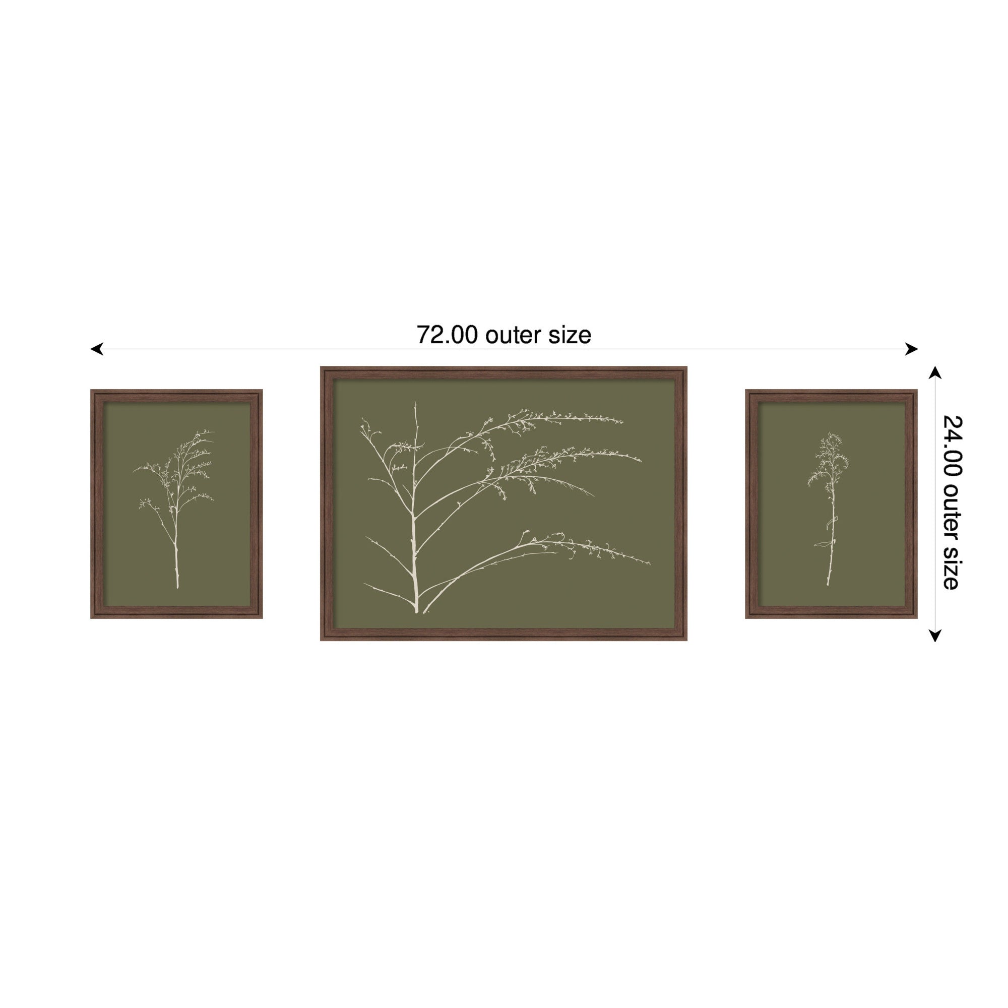 Framed Art Set 3 Piece Set 15x20/24x32 Florence Medium Brown 2