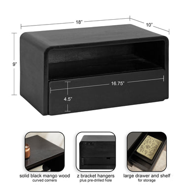 Floating Side Table Black 18x10x9 2