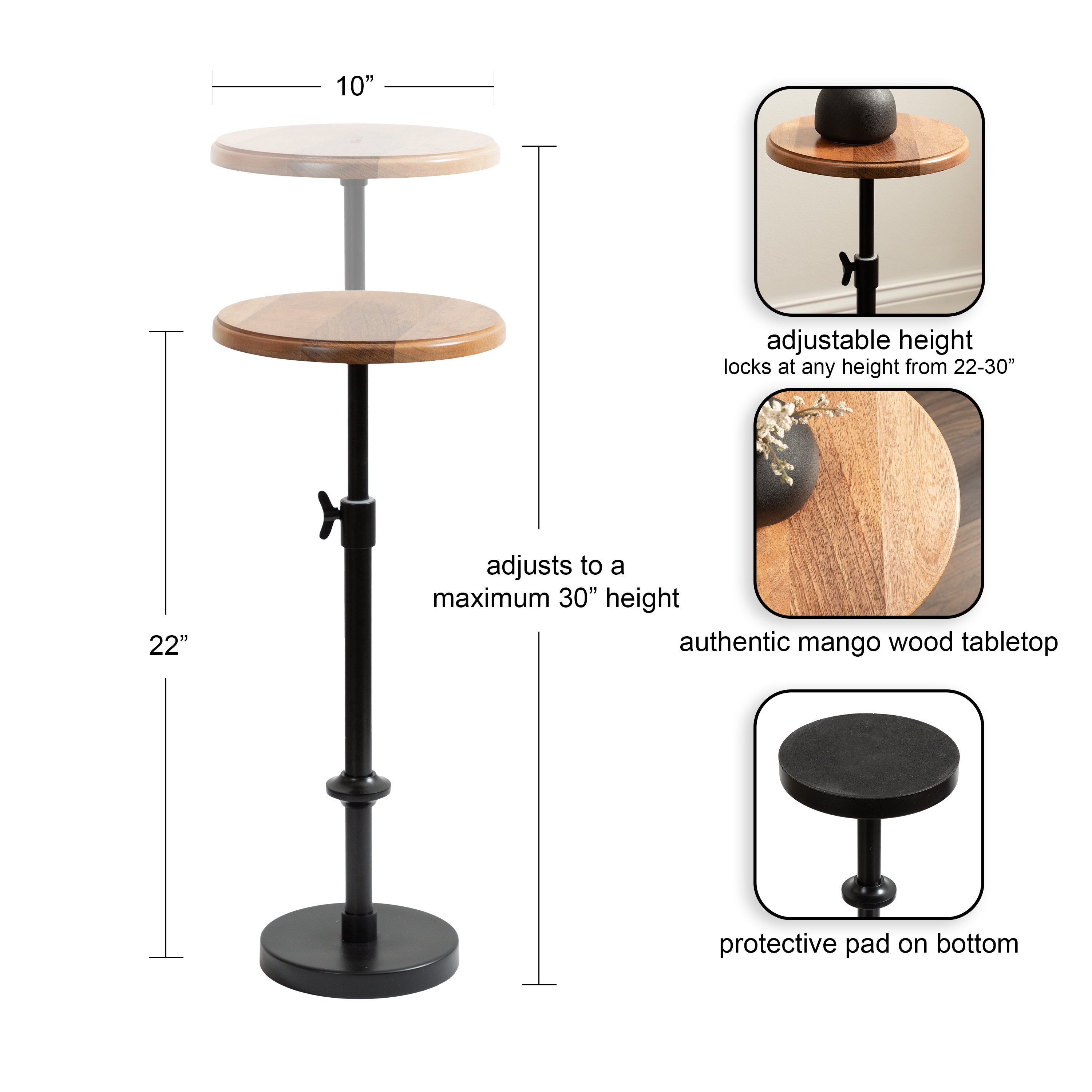 Drink Table Natural Black 10x10x30 2