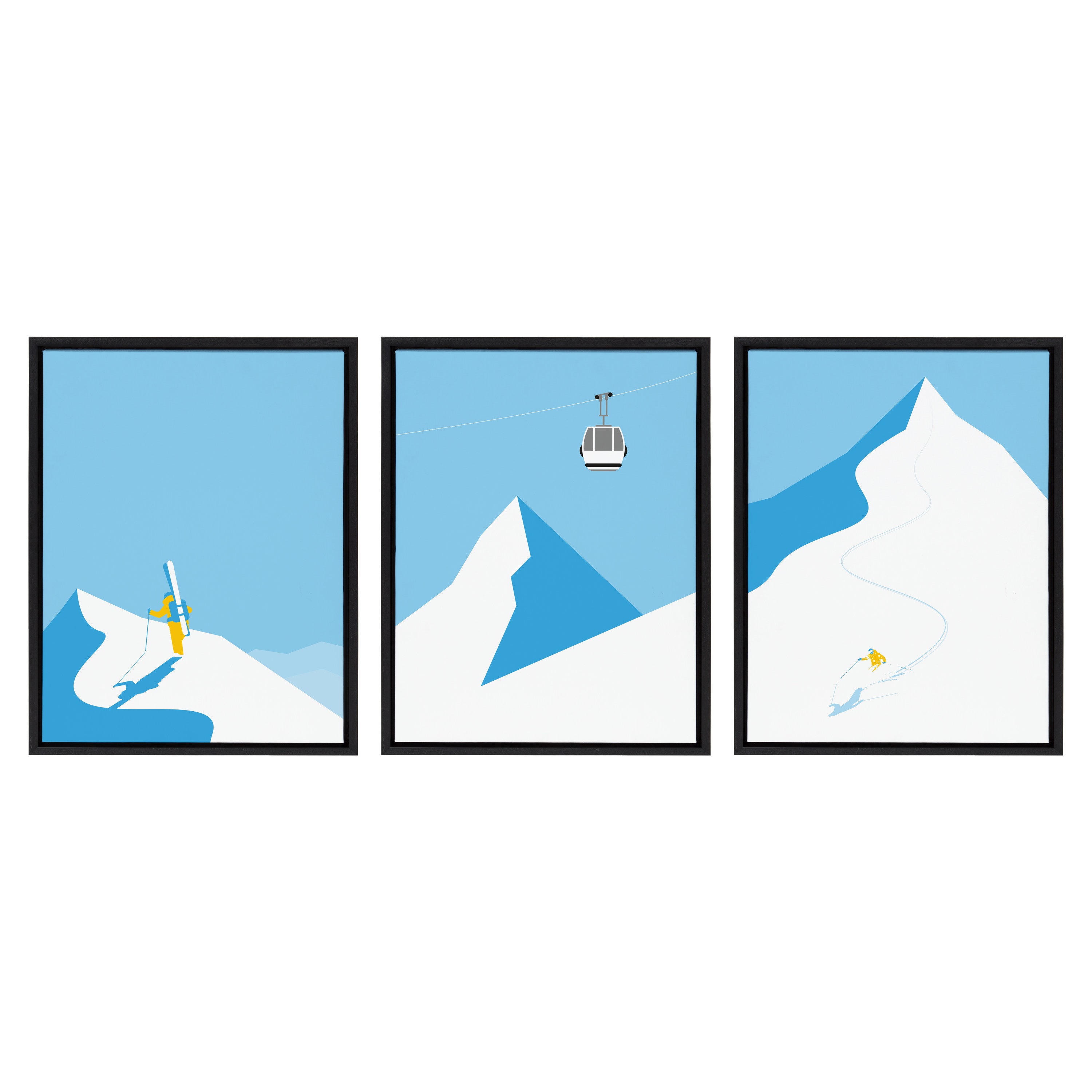 Sylvie Downhill Skier Framed Canvas Art Set By Rocket Jack