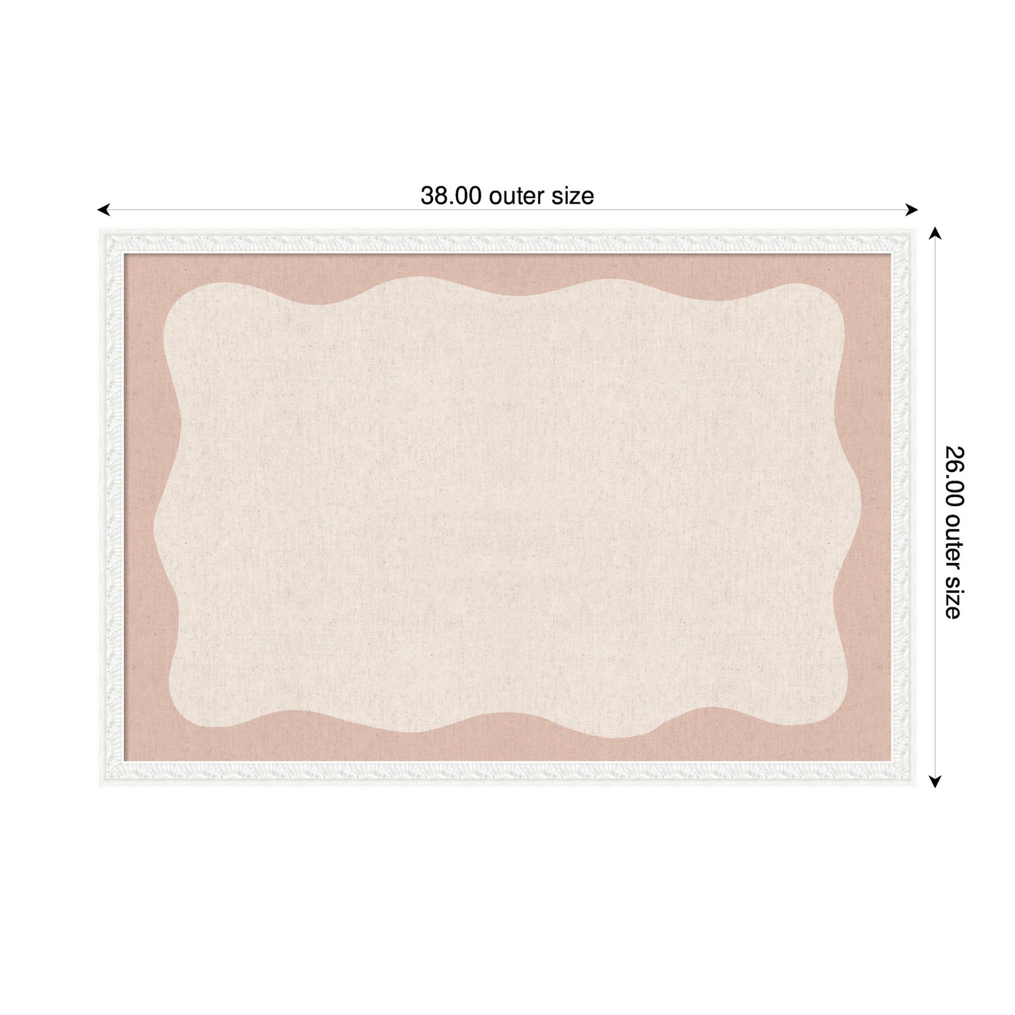 Framed Fabric Pinboard Wavy Linen Light and Pink Wall Organization