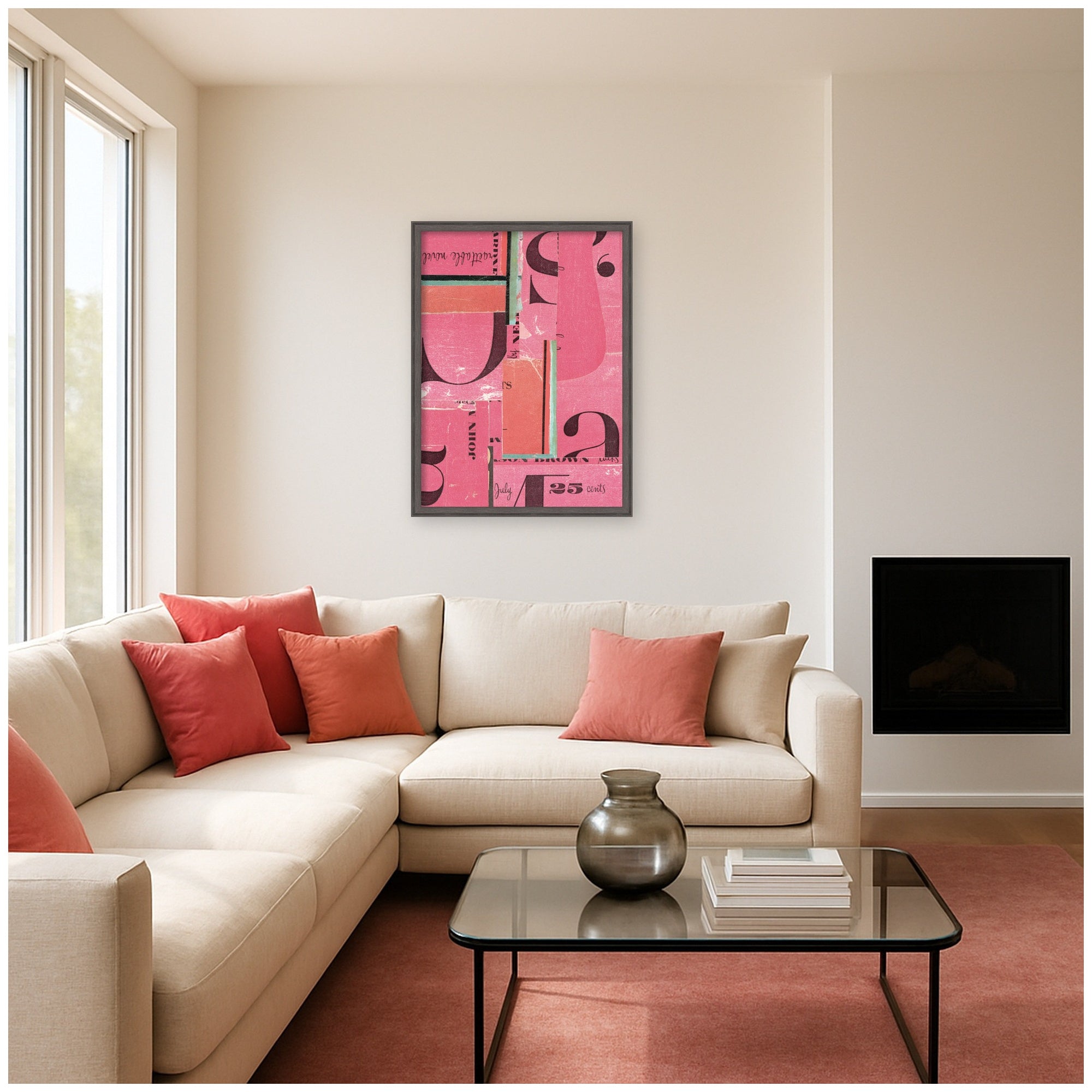 Typography Pink by Felicia Dadak Framed Mounted Canvas Wall Art Print