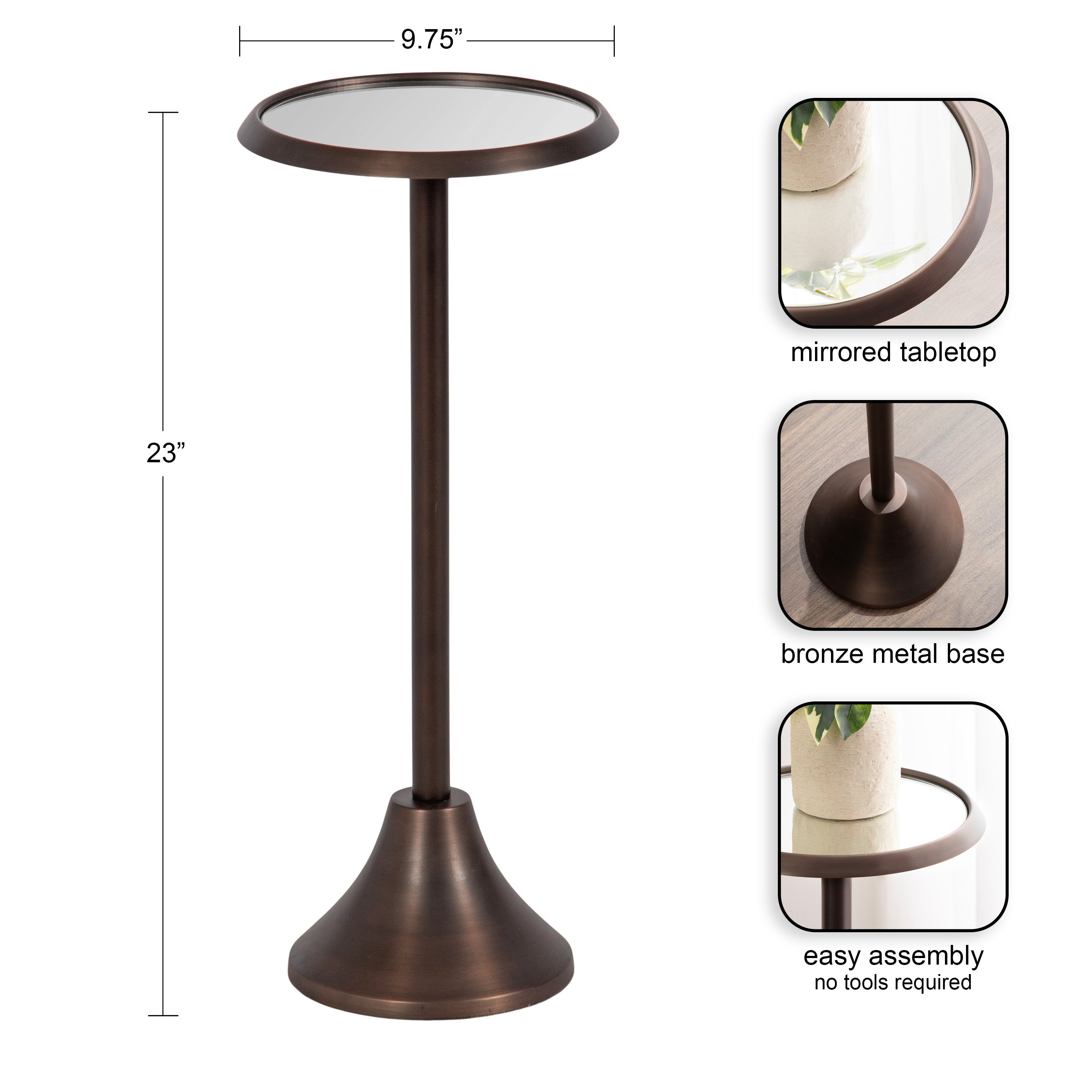 Drink Table Mirror Bronze 10x10x23 2