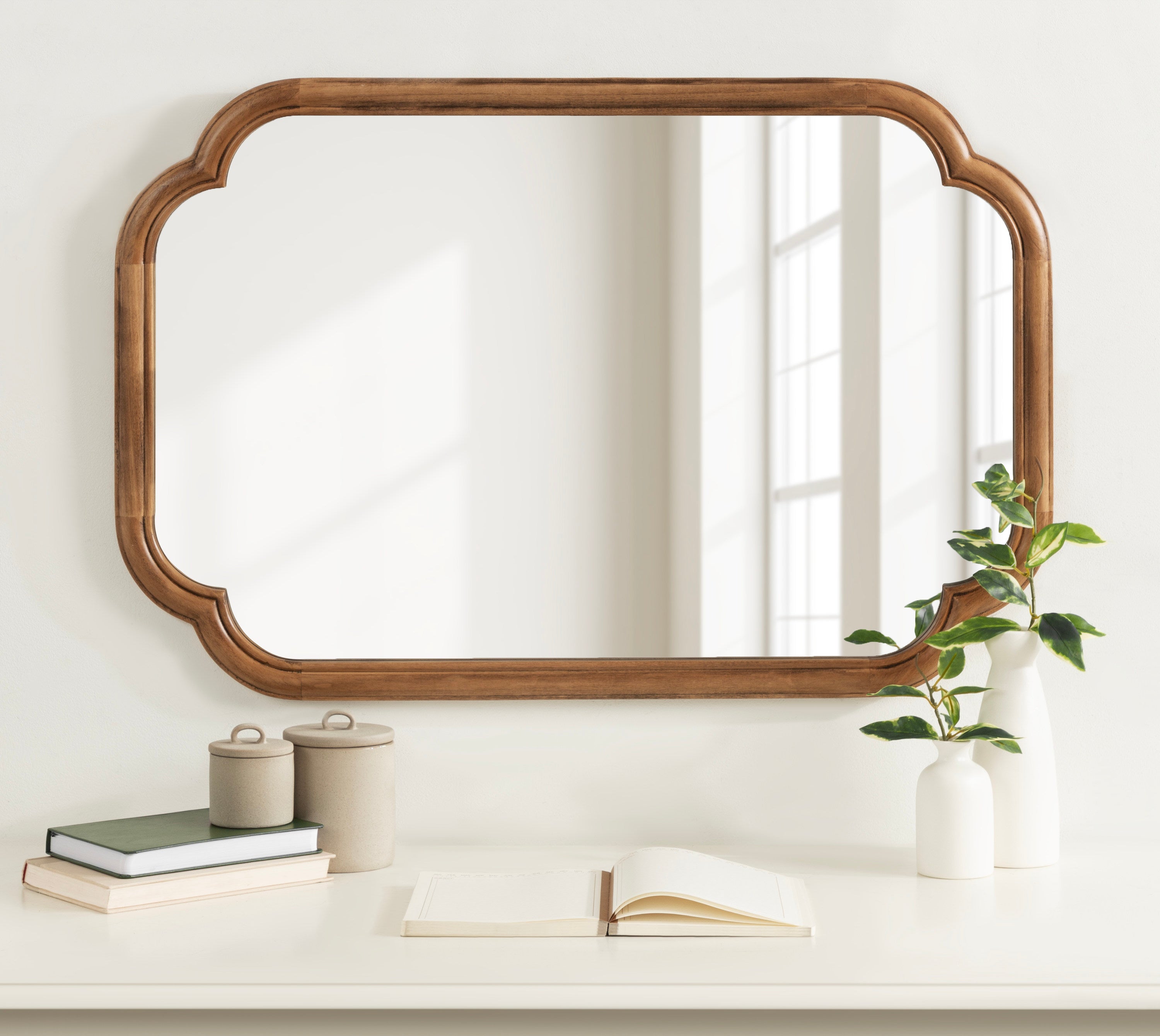 Scallop Mirror Rustic Brown 24x36 7