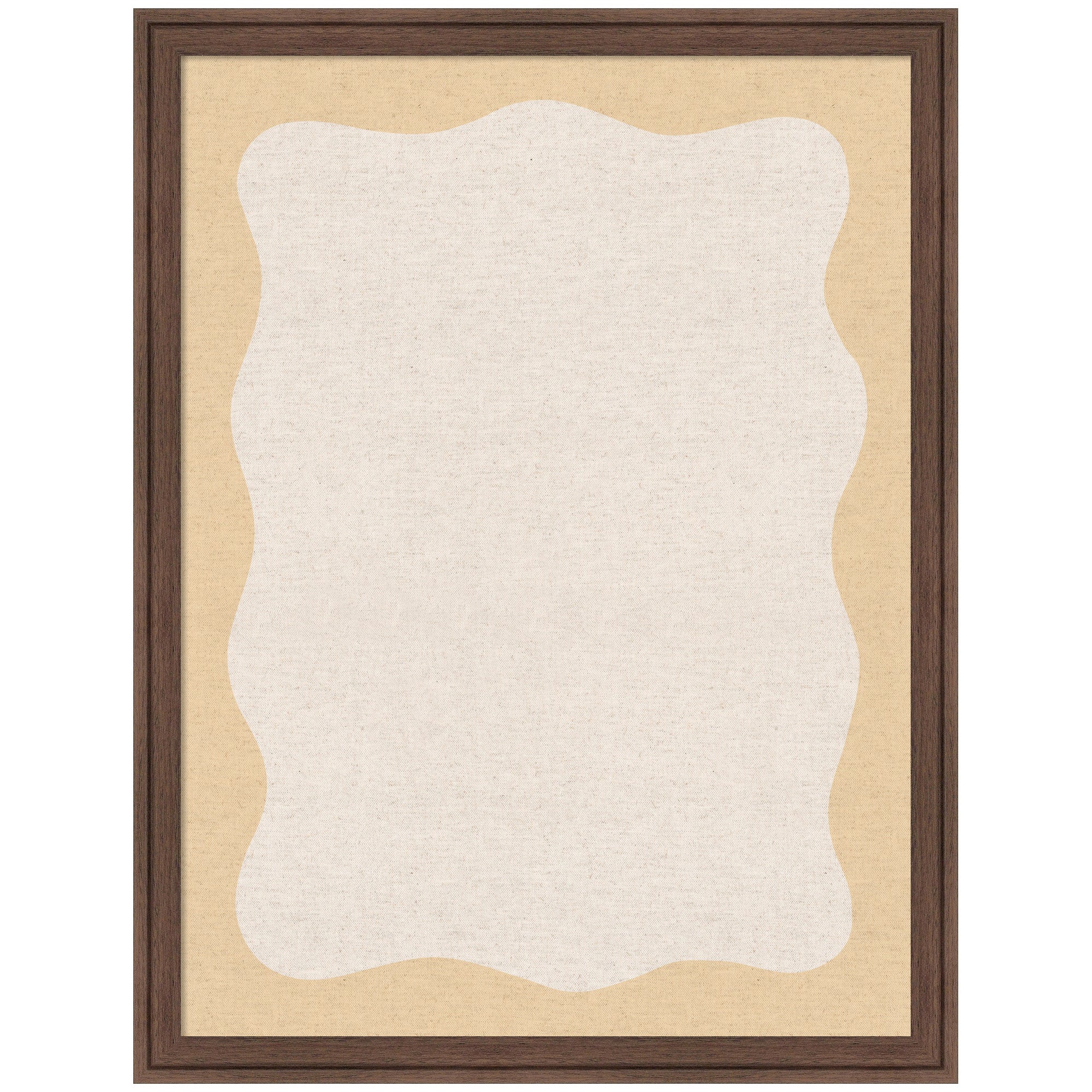 Framed Fabric Pinboard Wavy Neutral Linen and Yellow Wall Organization