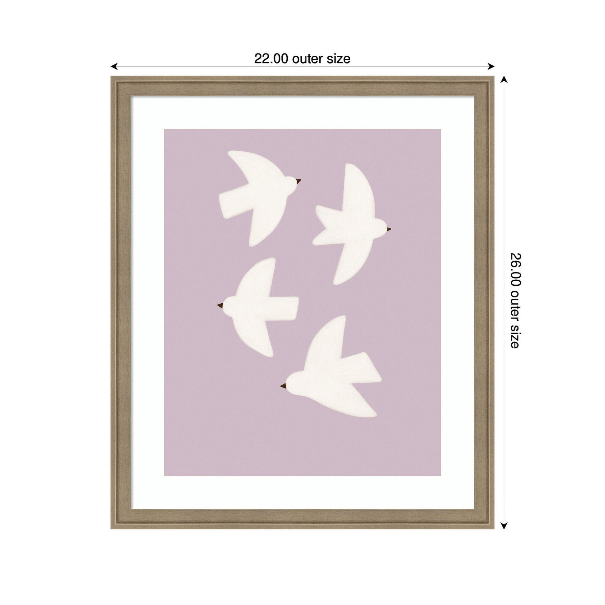 Minimalist Birds Poster 3 Purple by Laura Moss Framed Wall Art Print