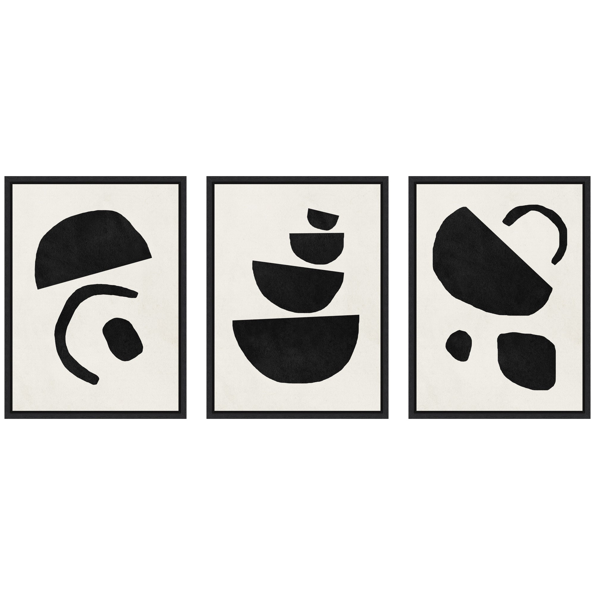 Sylvie Black Geometric Abstracts Framed Canvas Art Set by July Art Prints