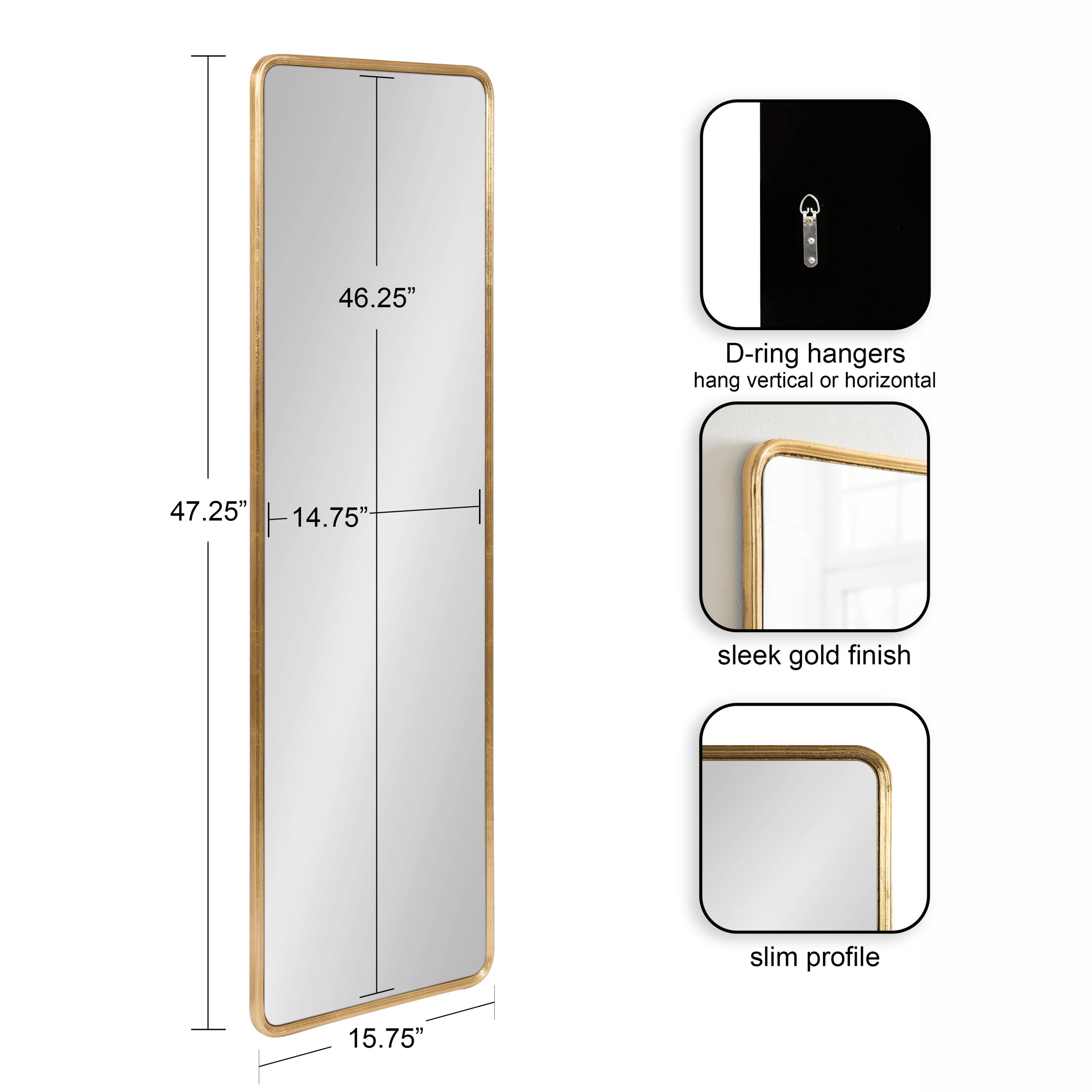 Full Length Mirror Gold 16x48 2
