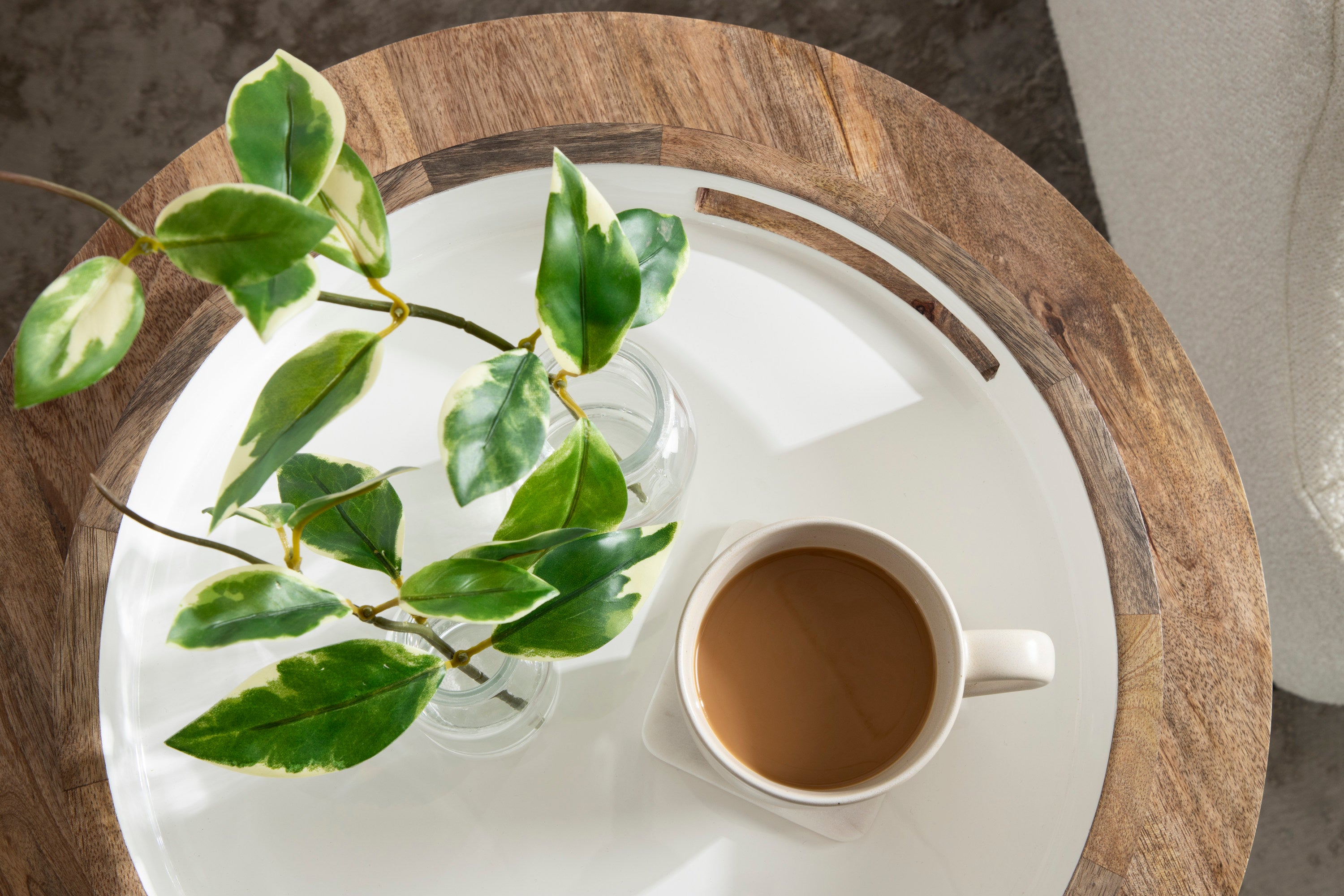 Ehrens Round Decorative Wood Tray