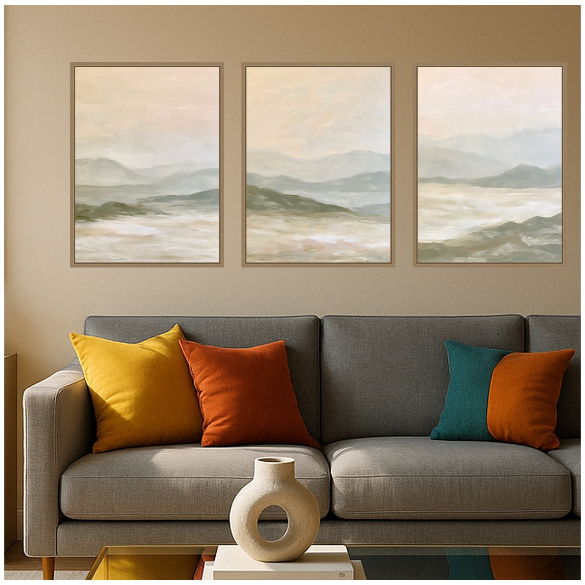 Framed Canvas Sylvie Dark Gold 3 Piece Set 18x24 6