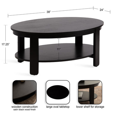 Coffee Table Black 38x24x18 2