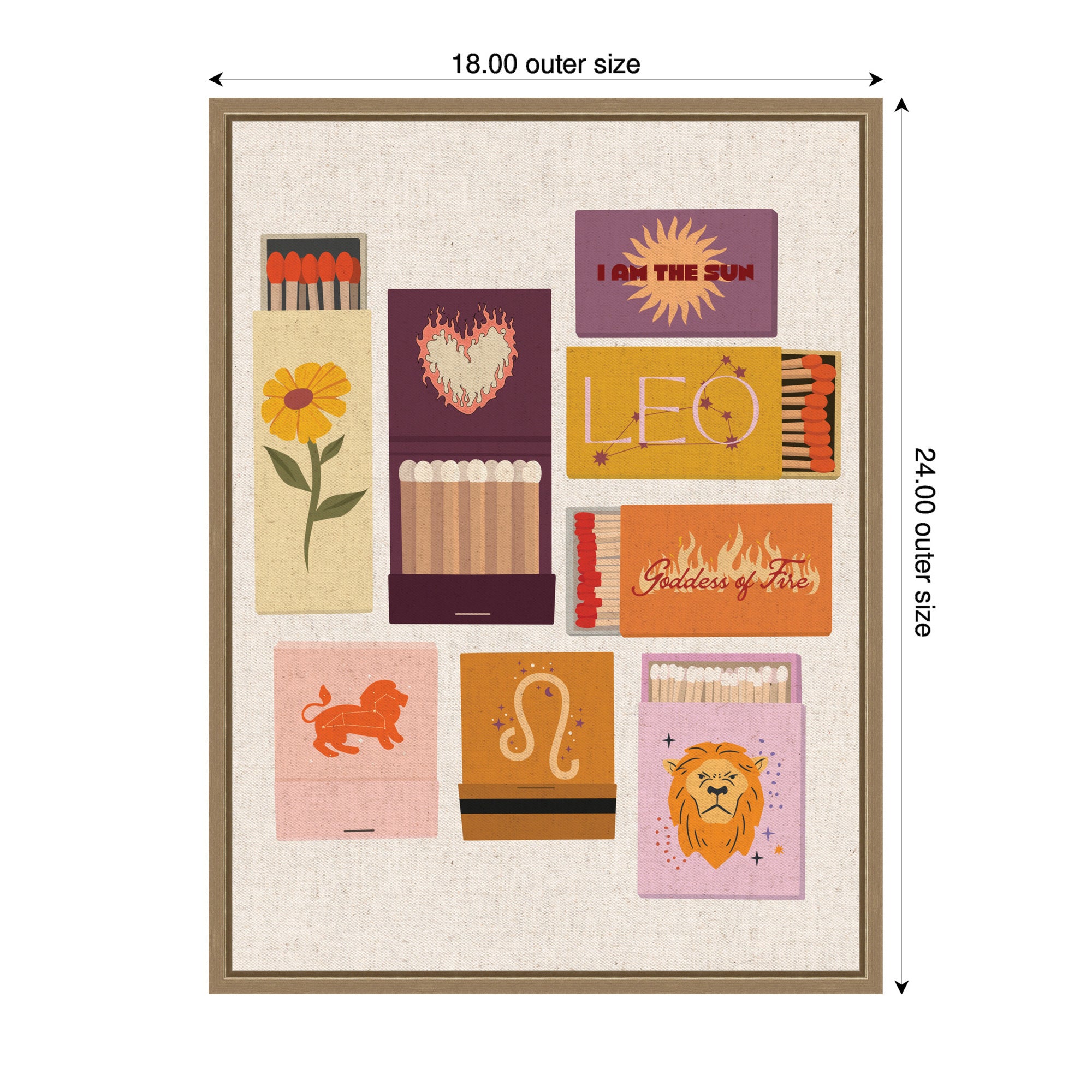 Leo Matchbooks Linen FC by Megan Ryan Framed Canvas Wall Art Print