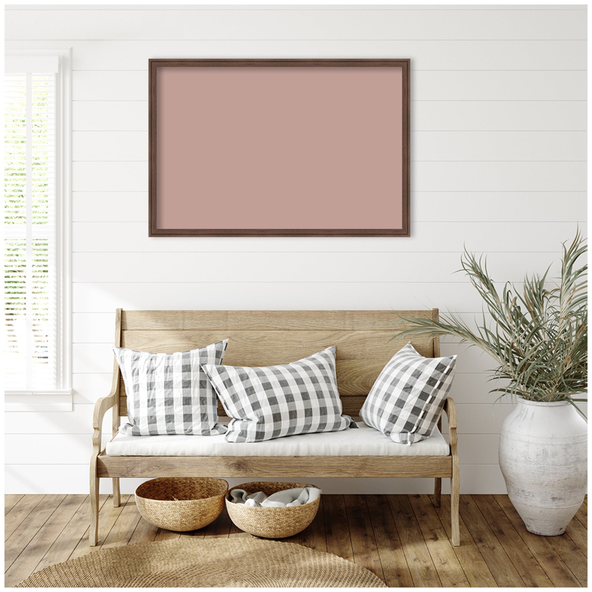 Framed Fabric Pinboard Blush Pink Clay Wall Organization