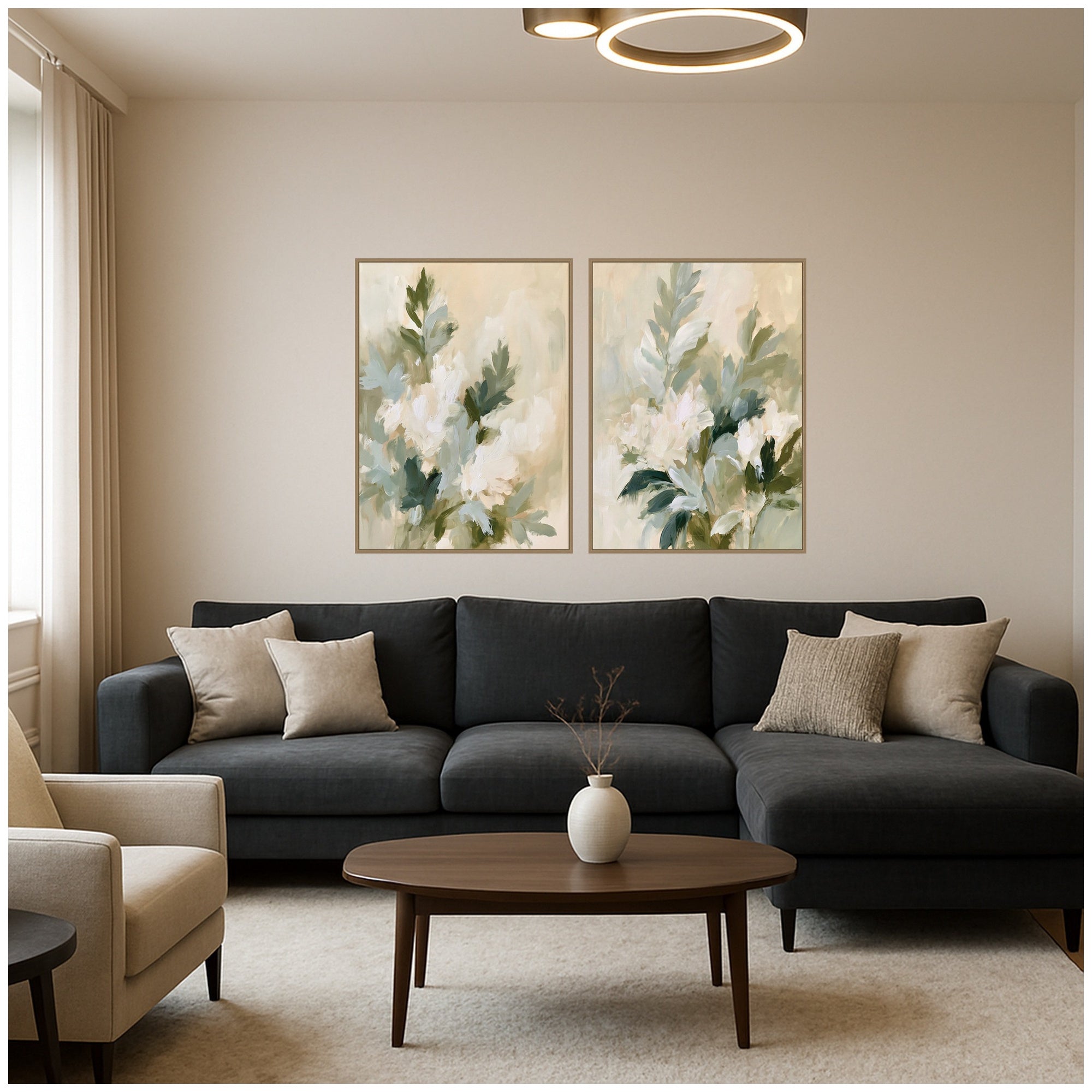 Framed Canvas Sylvie Dark Gold 2 Piece Set 28x38 6