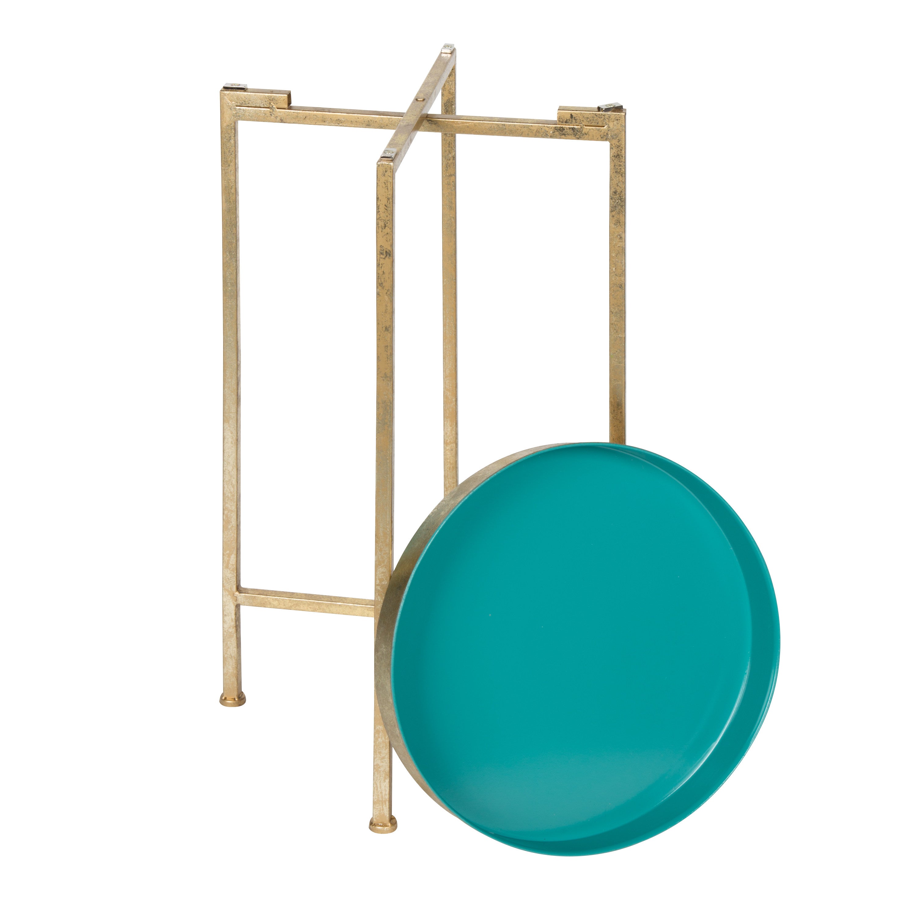 Tea Table Gold Teal 14x14x26 4