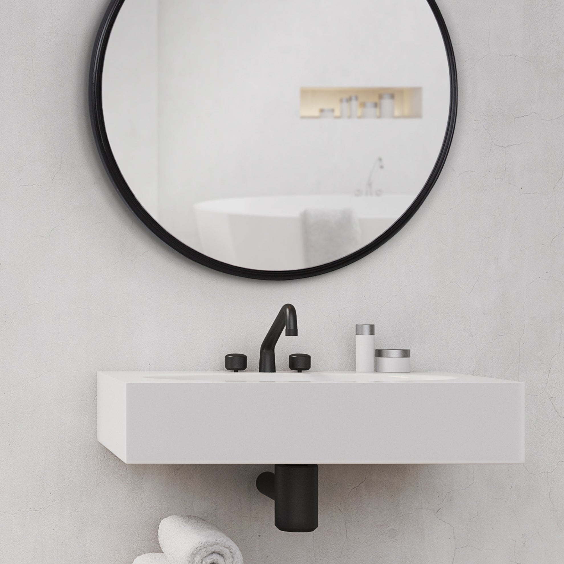 Round Mirror Black 24" Diameter 6
