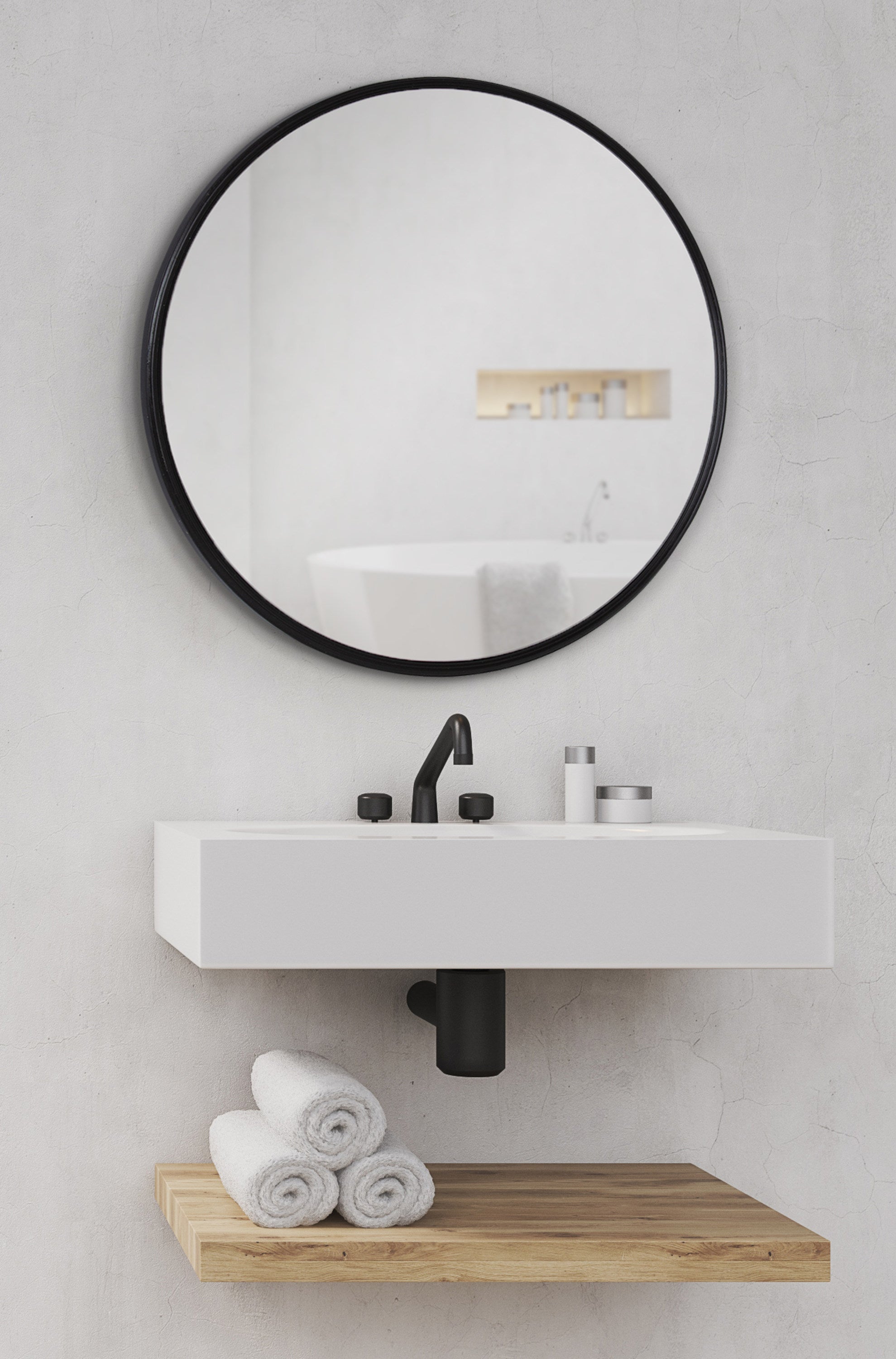 Round Mirror Black 24" Diameter 6