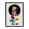 Sylvie Mid Century Modern Kookaburra Moon Framed Canvas by Rachel Lee of My Dream Wall