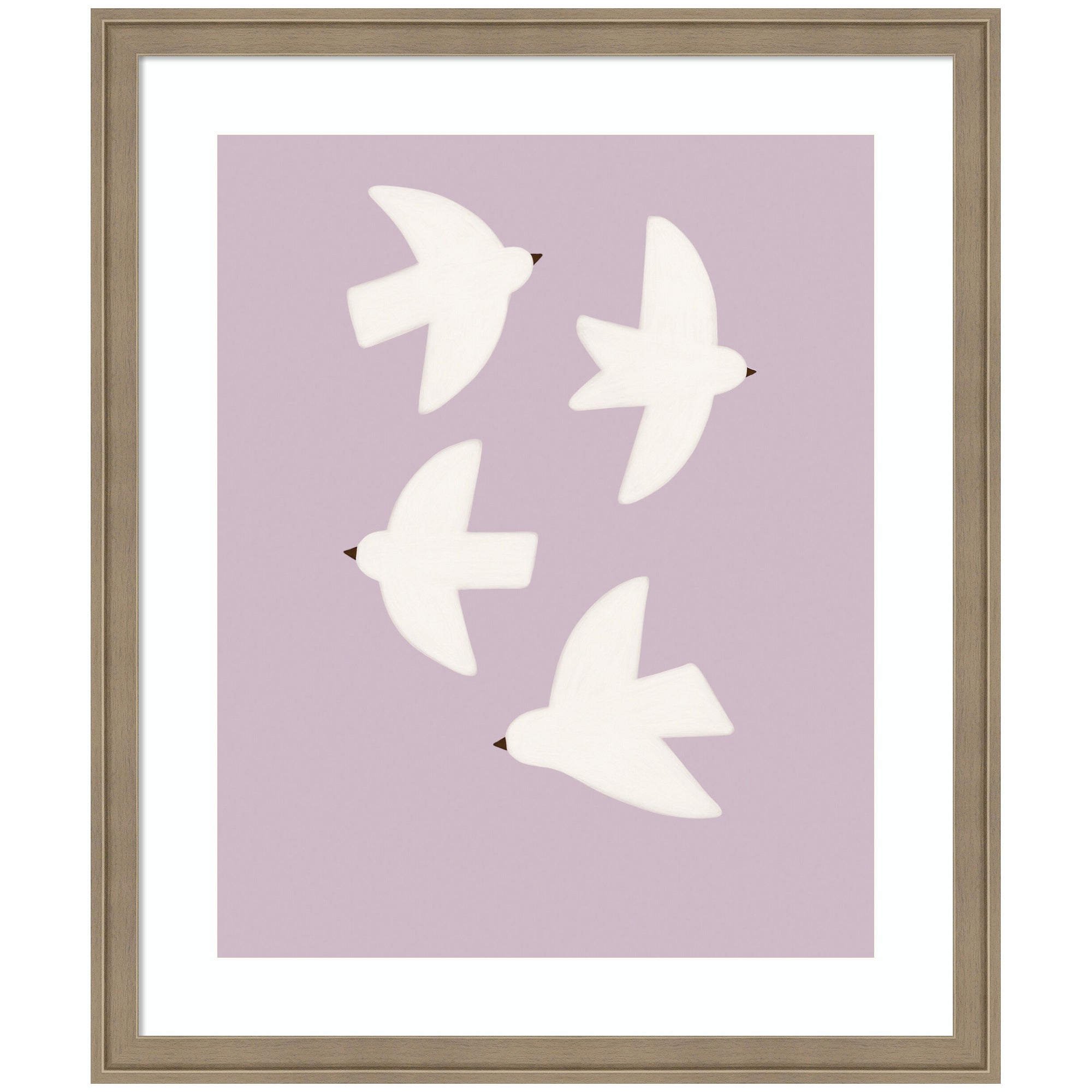 Minimalist Birds Poster 3 Purple by Laura Moss Framed Wall Art Print